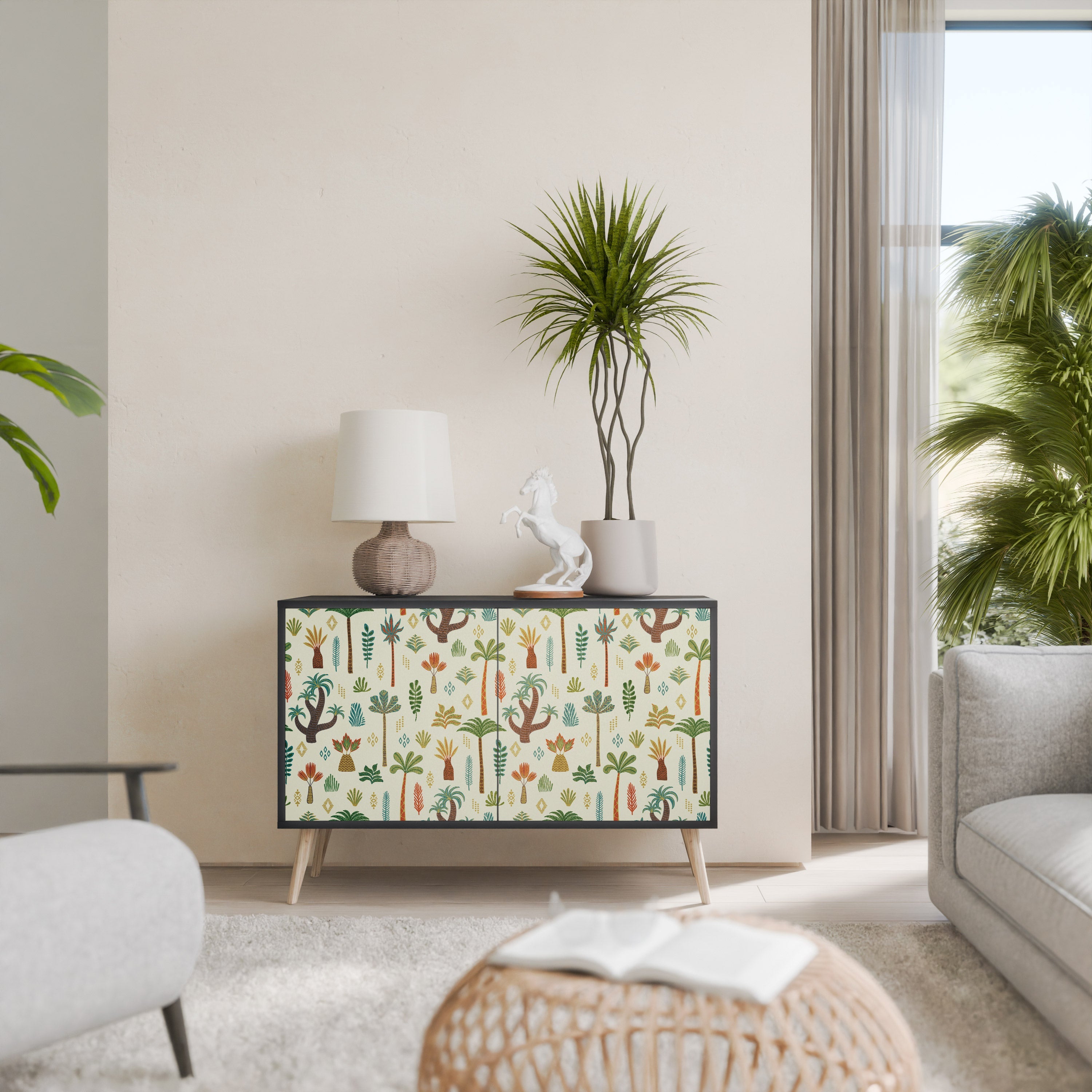 PALM SPRING Sideboard mit 2 Türen in Schwarz