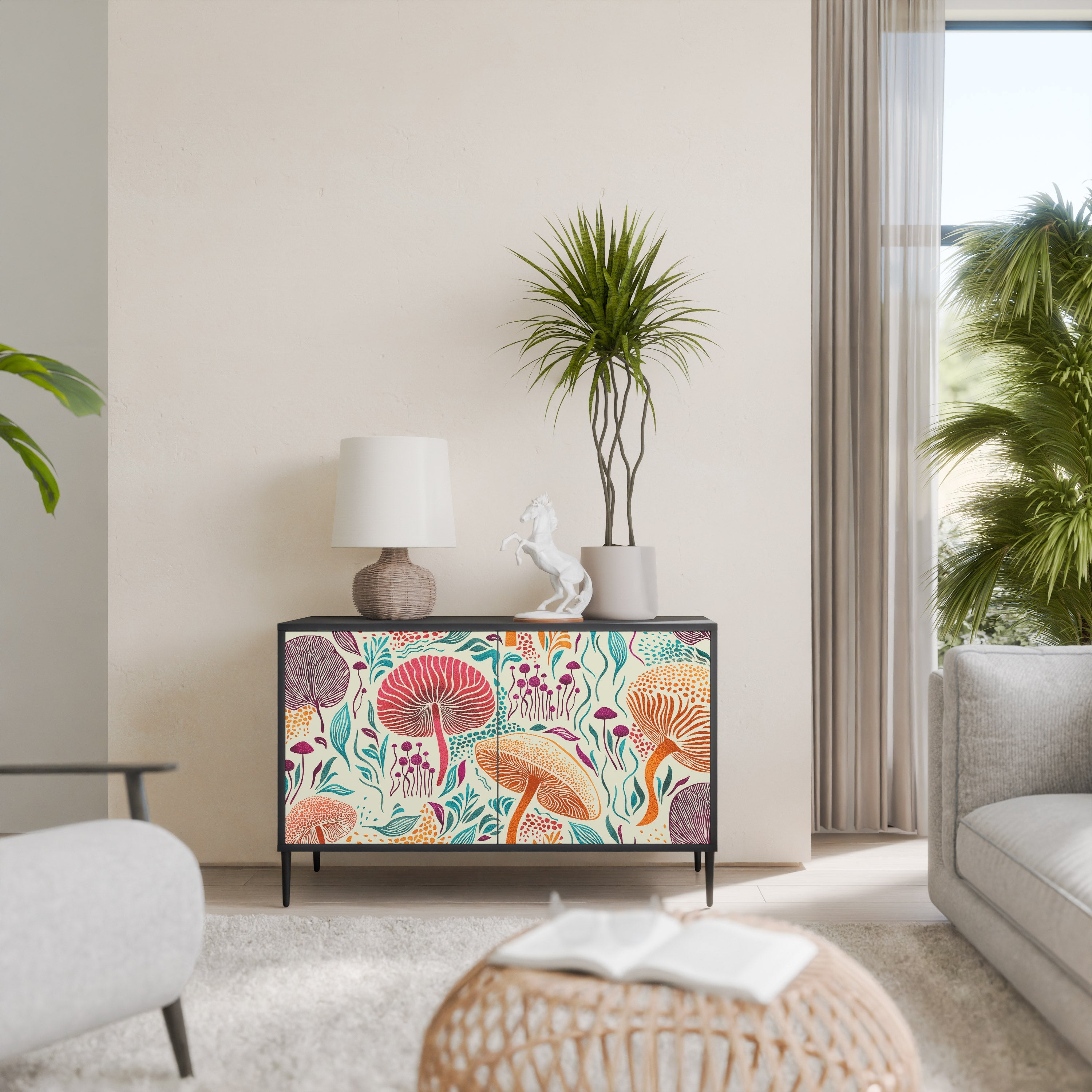 FUNGUS FANTASY Sideboard mit 2 Türen in Schwarz