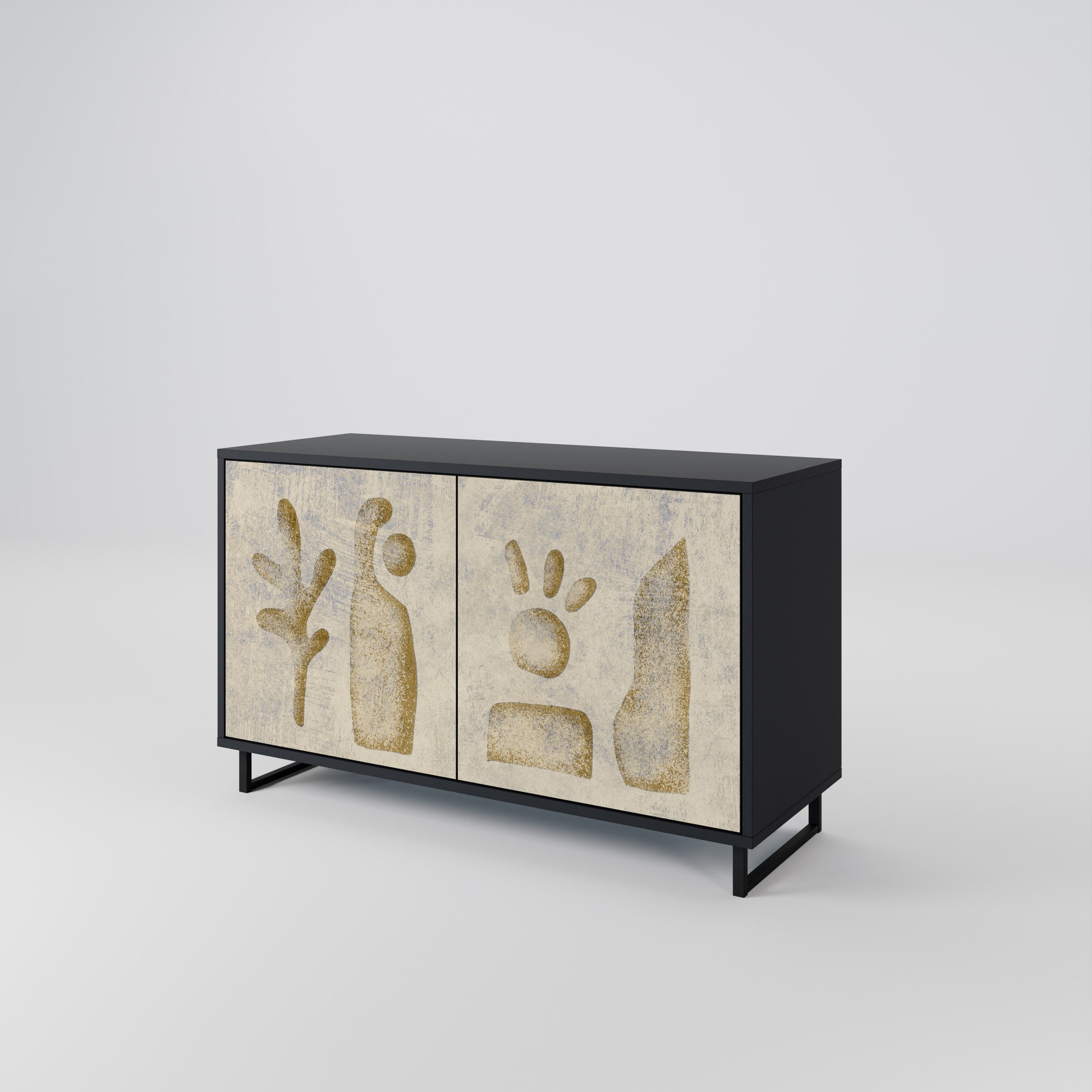 SAND SCULPTURES Sideboard mit 2 Türen in Schwarz
