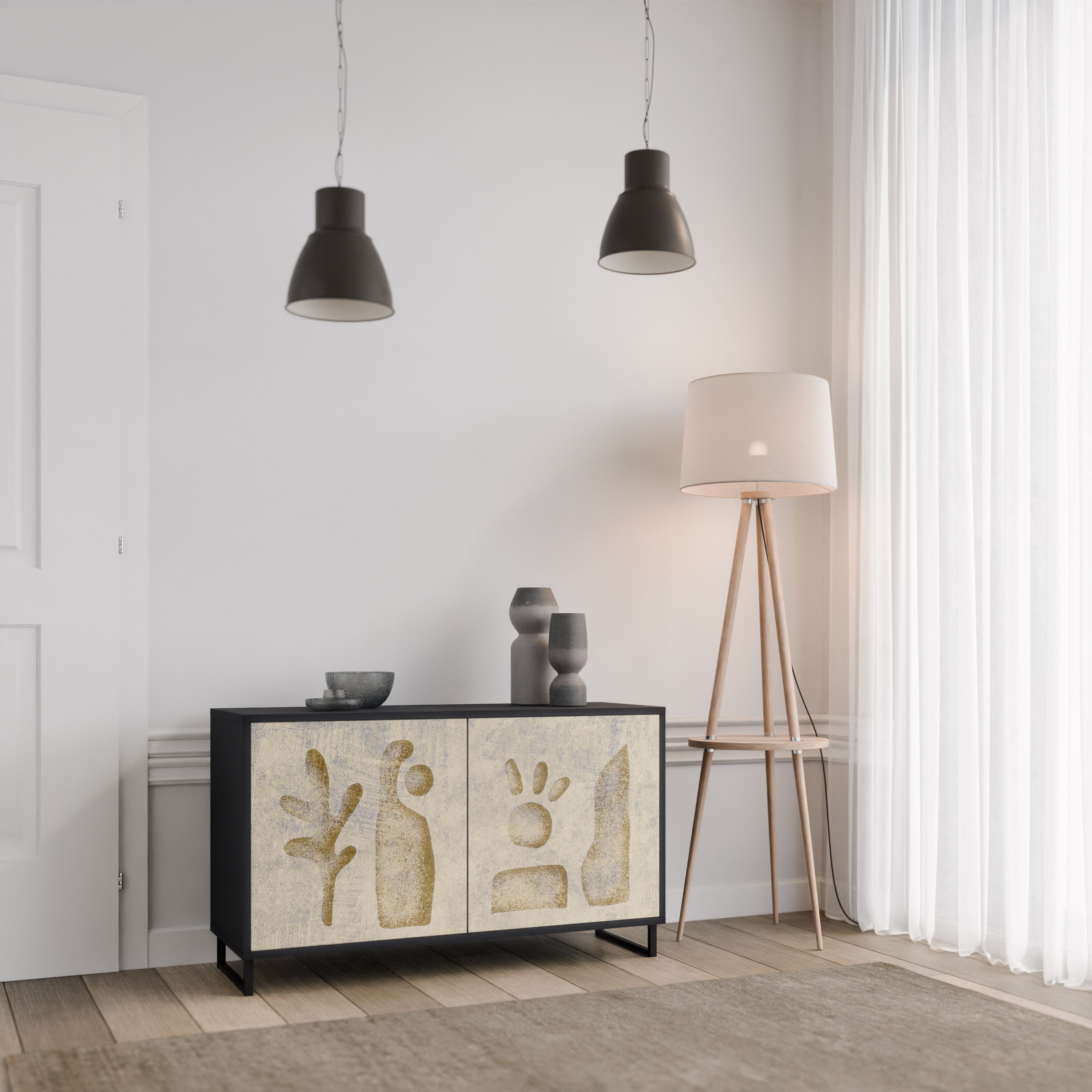 SAND SCULPTURES Sideboard mit 2 Türen in Schwarz