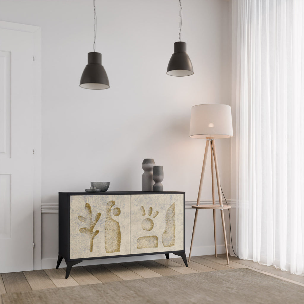 SAND SCULPTURES Sideboard mit 2 Türen in Schwarz