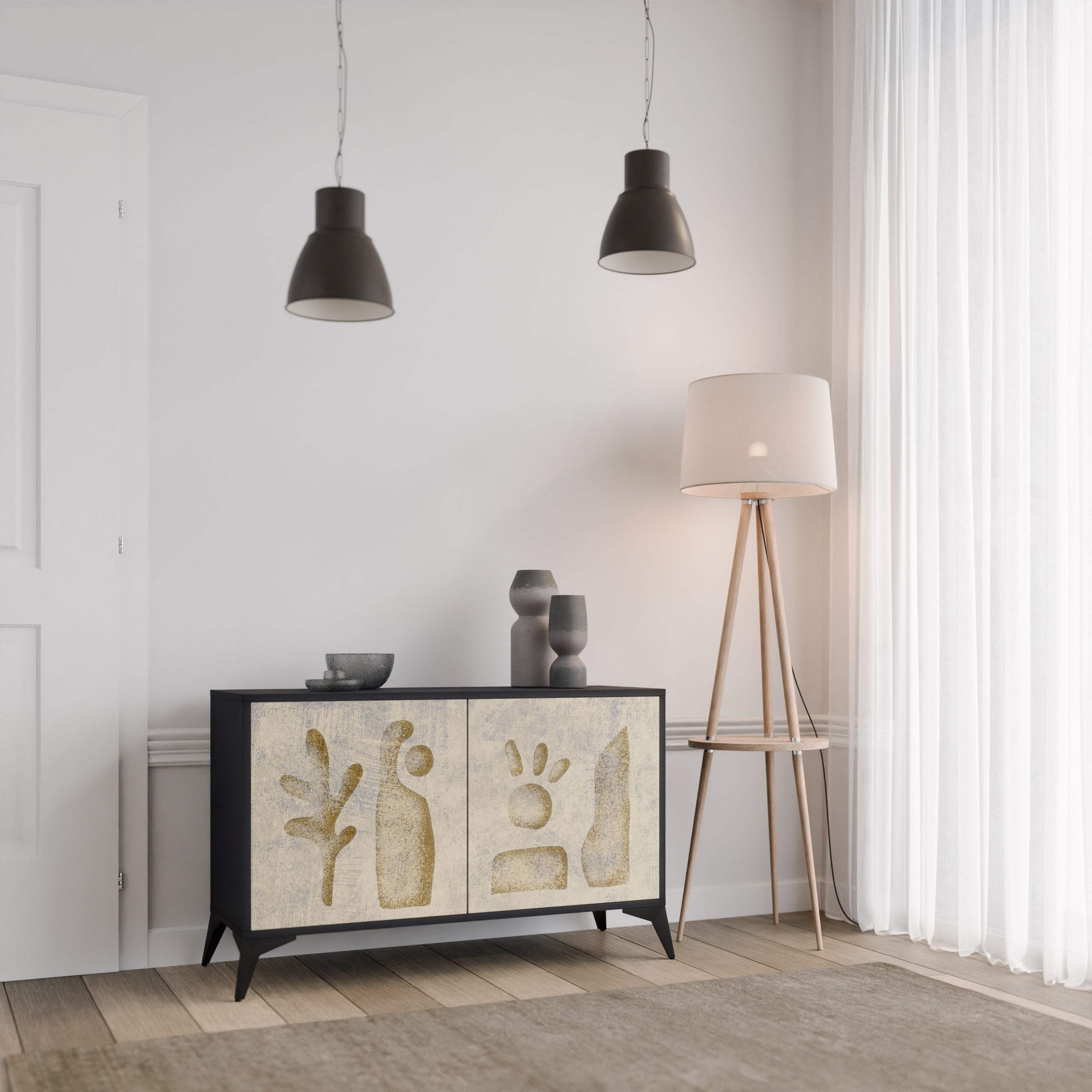 SAND SCULPTURES Sideboard mit 2 Türen in Schwarz