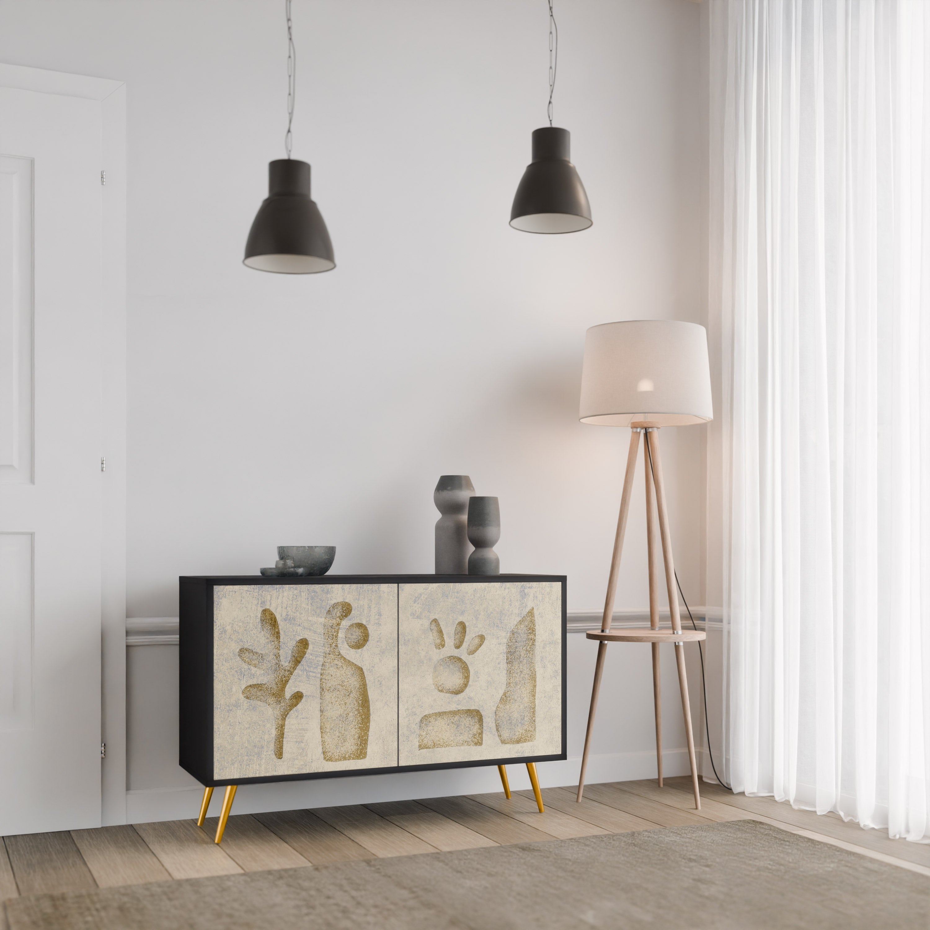 SAND SCULPTURES Sideboard mit 2 Türen in Schwarz