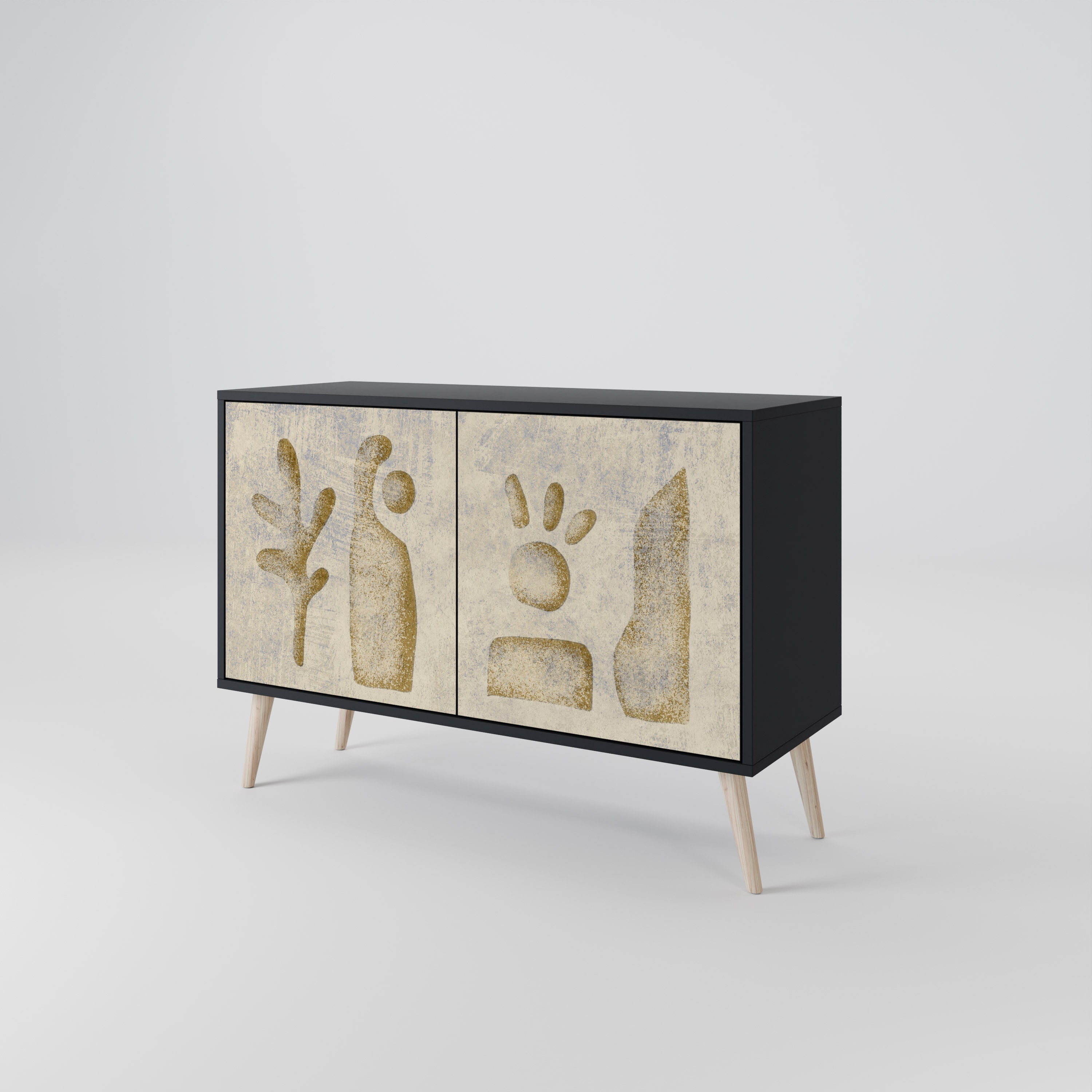 SAND SCULPTURES Sideboard mit 2 Türen in Schwarz