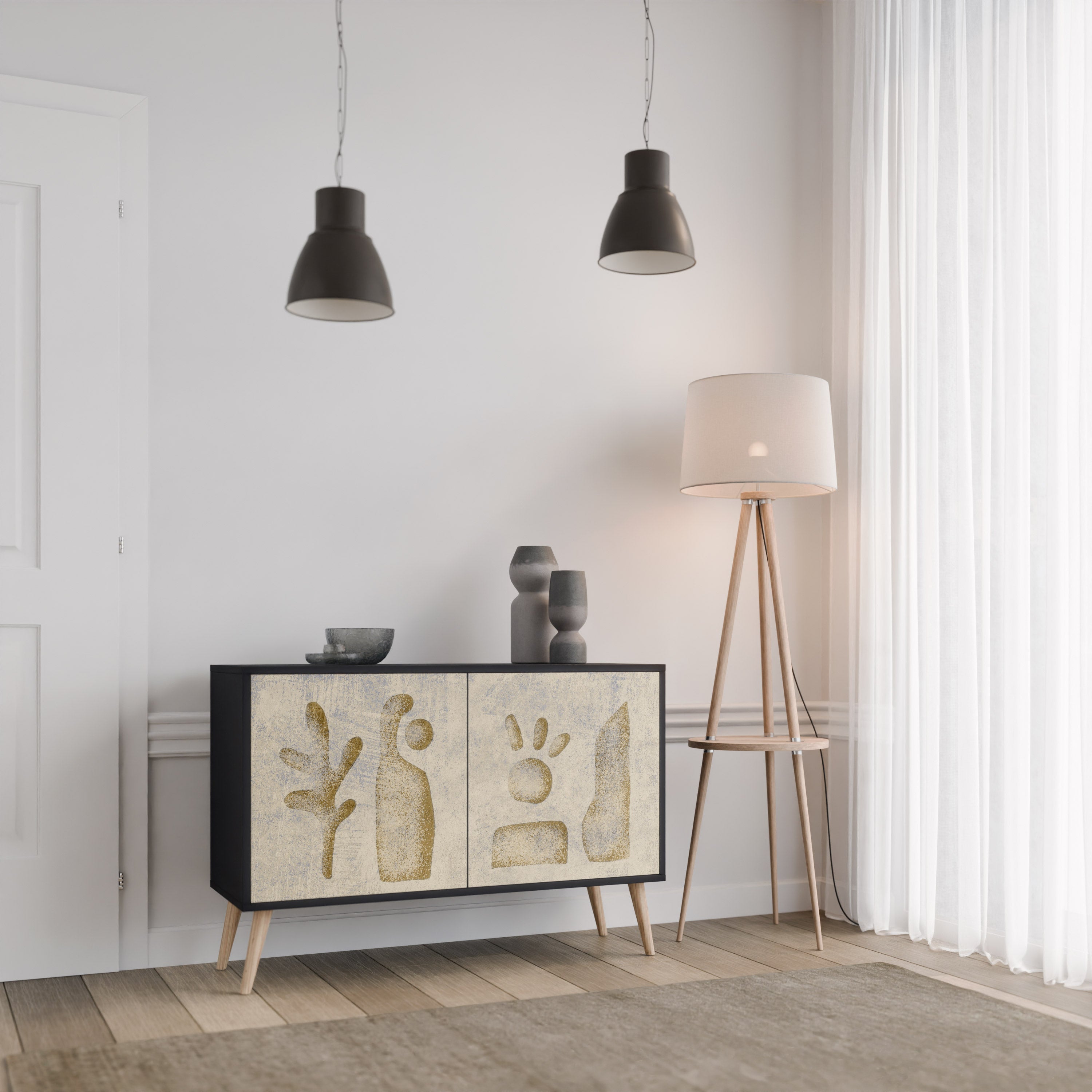 SAND SCULPTURES Sideboard mit 2 Türen in Schwarz