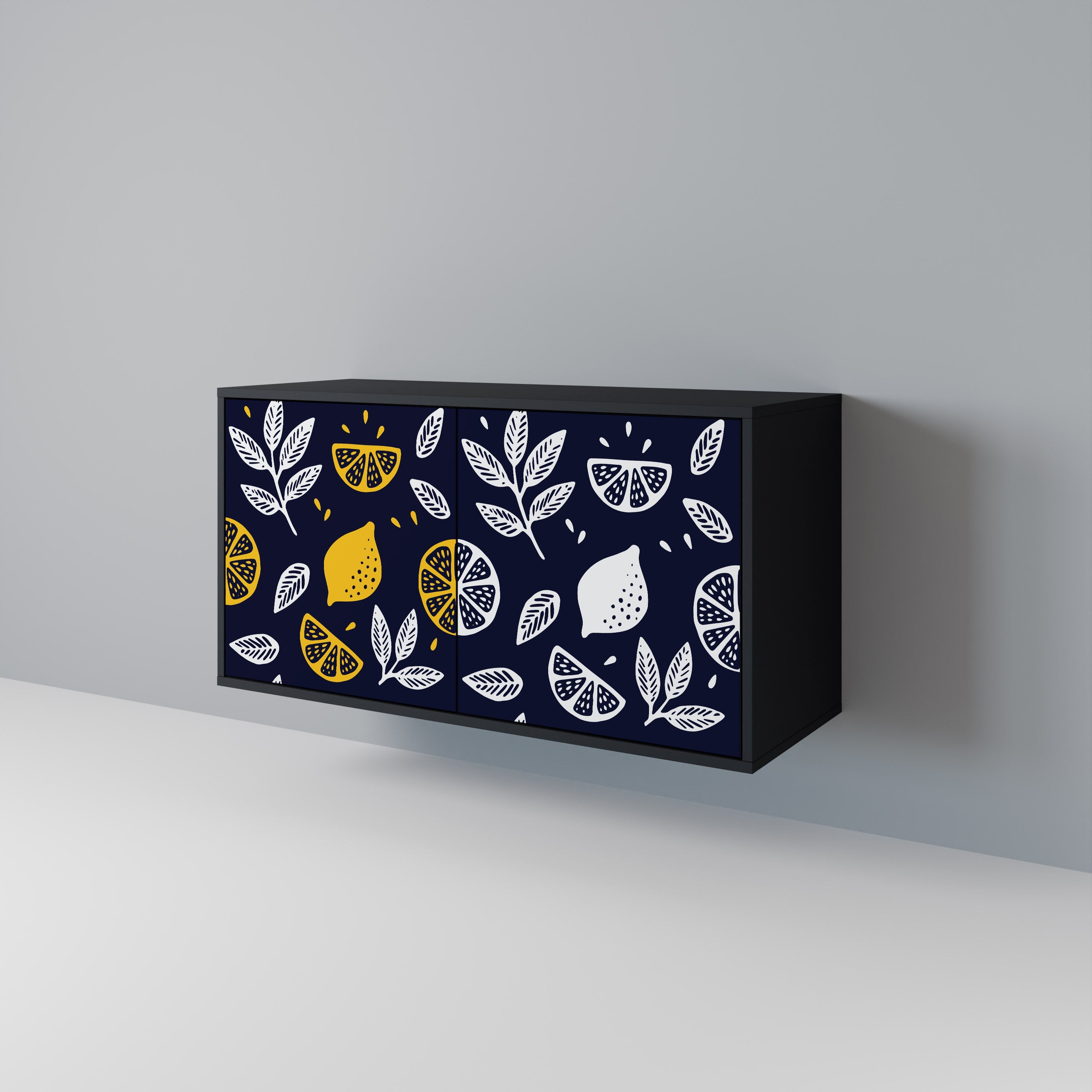 CITRUS BLACK AND WHITE Sideboard mit 2 Türen in Schwarz