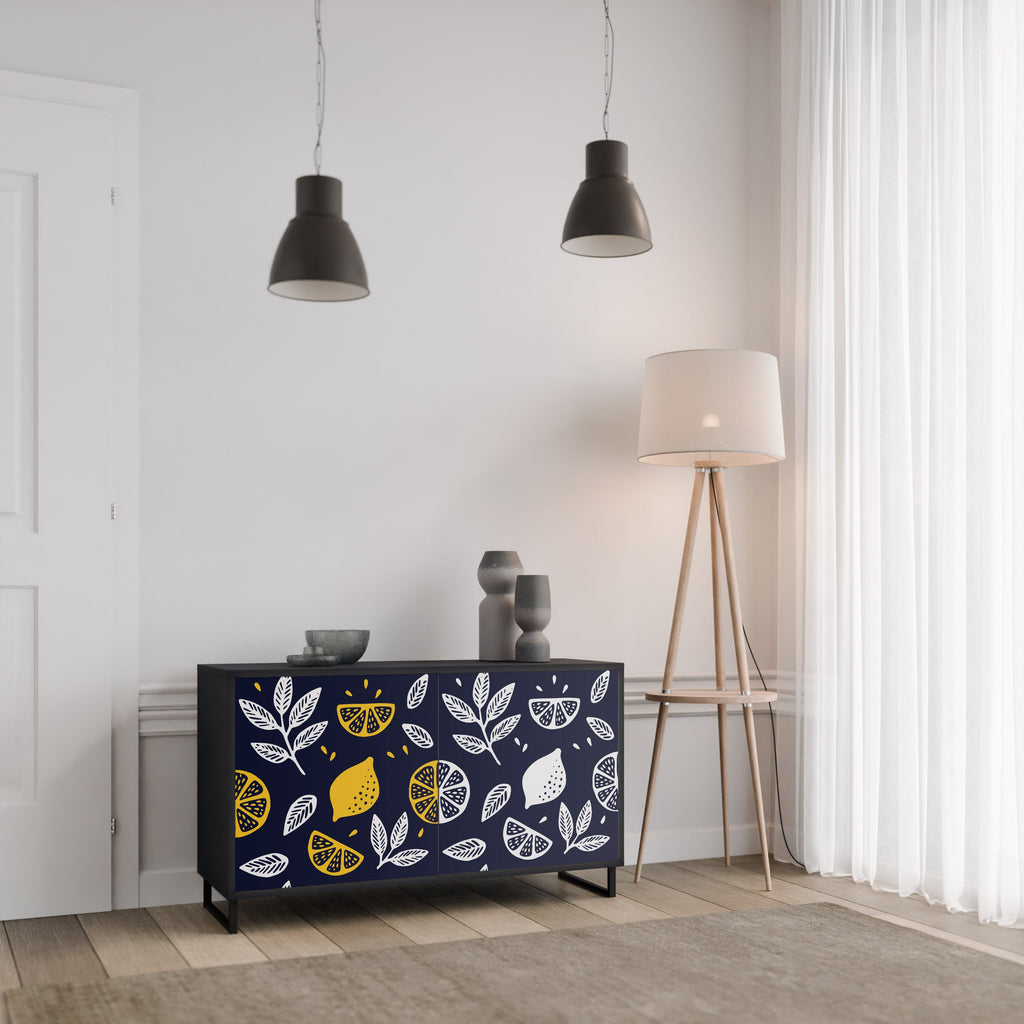 CITRUS BLACK AND WHITE Sideboard mit 2 Türen in Schwarz