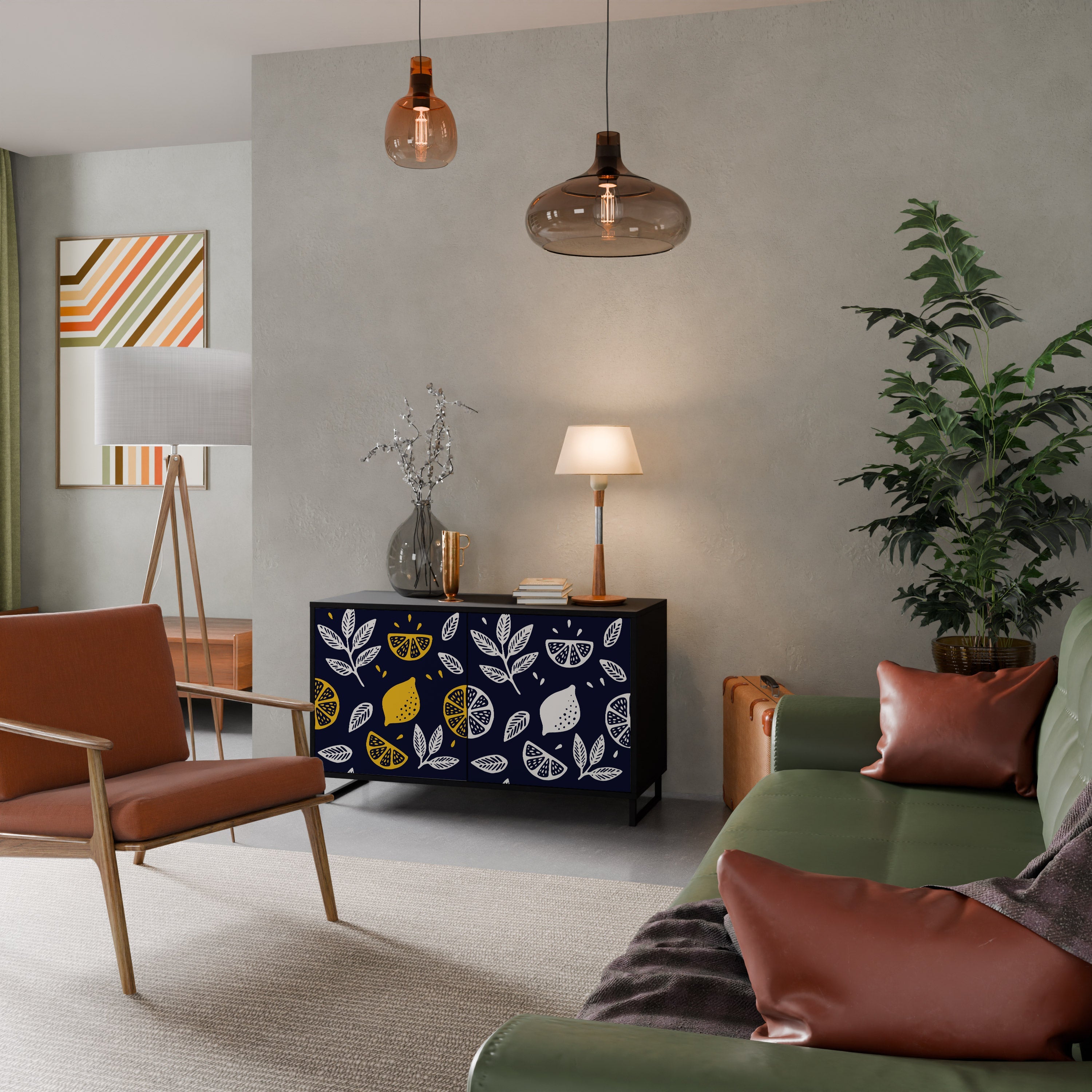 CITRUS BLACK AND WHITE Sideboard mit 2 Türen in Schwarz