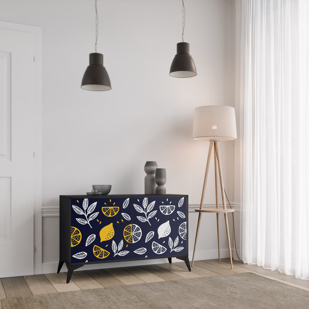 CITRUS BLACK AND WHITE Sideboard mit 2 Türen in Schwarz
