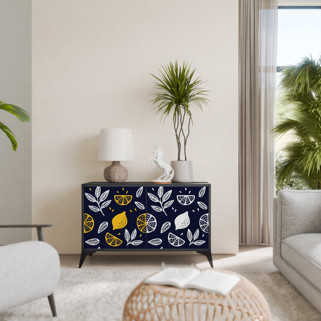 CITRUS BLACK AND WHITE Sideboard mit 2 Türen in Schwarz