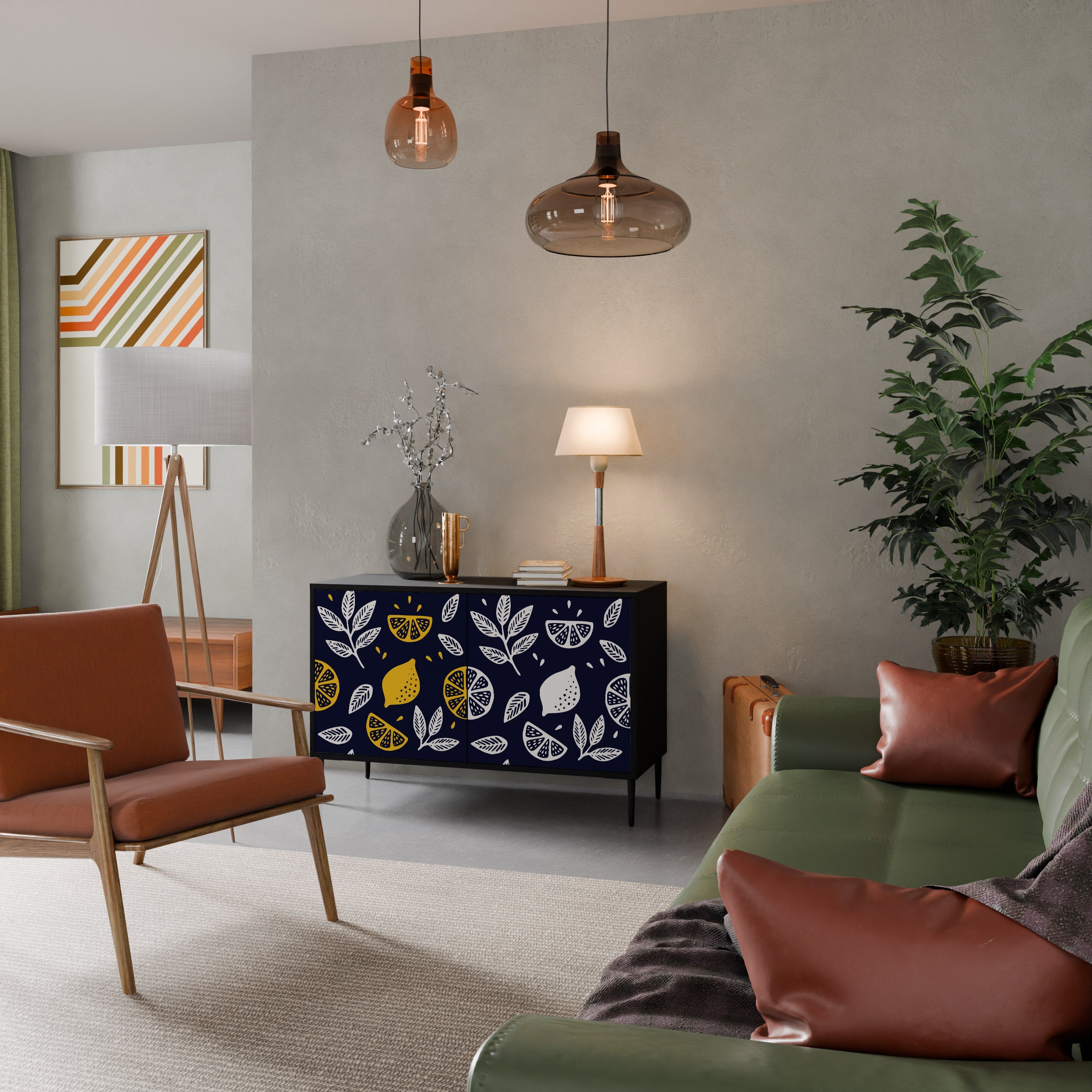 CITRUS BLACK AND WHITE Sideboard mit 2 Türen in Schwarz