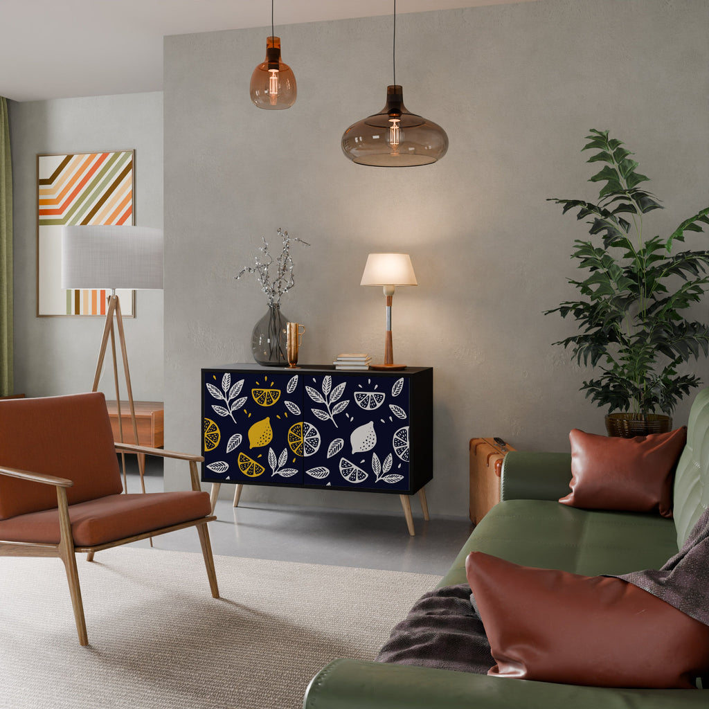 CITRUS BLACK AND WHITE Sideboard mit 2 Türen in Schwarz