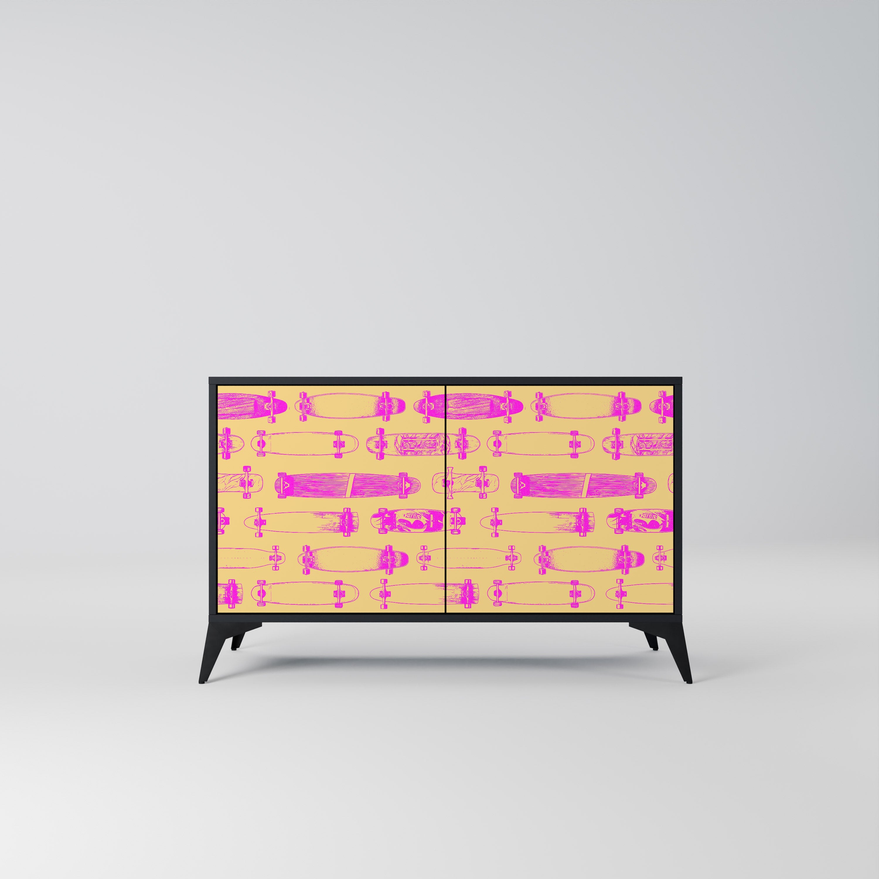 SKATEBOARD ARTISTRY Sideboard mit 2 Türen in Schwarz