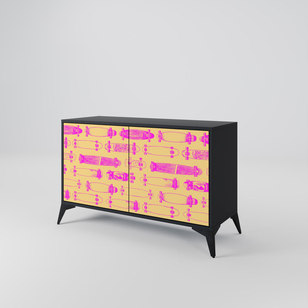 SKATEBOARD ARTISTRY Sideboard mit 2 Türen in Schwarz
