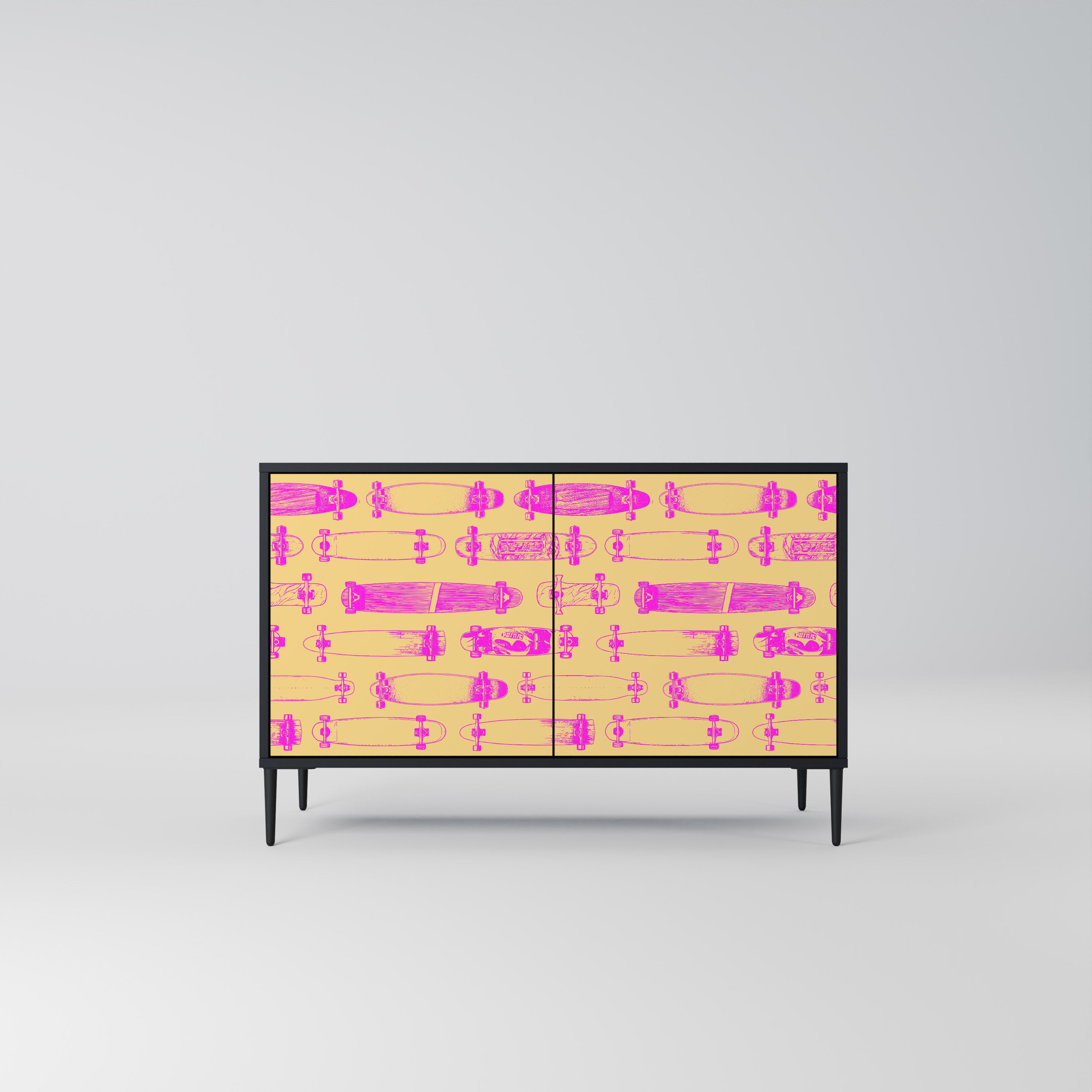 SKATEBOARD ARTISTRY Sideboard mit 2 Türen in Schwarz