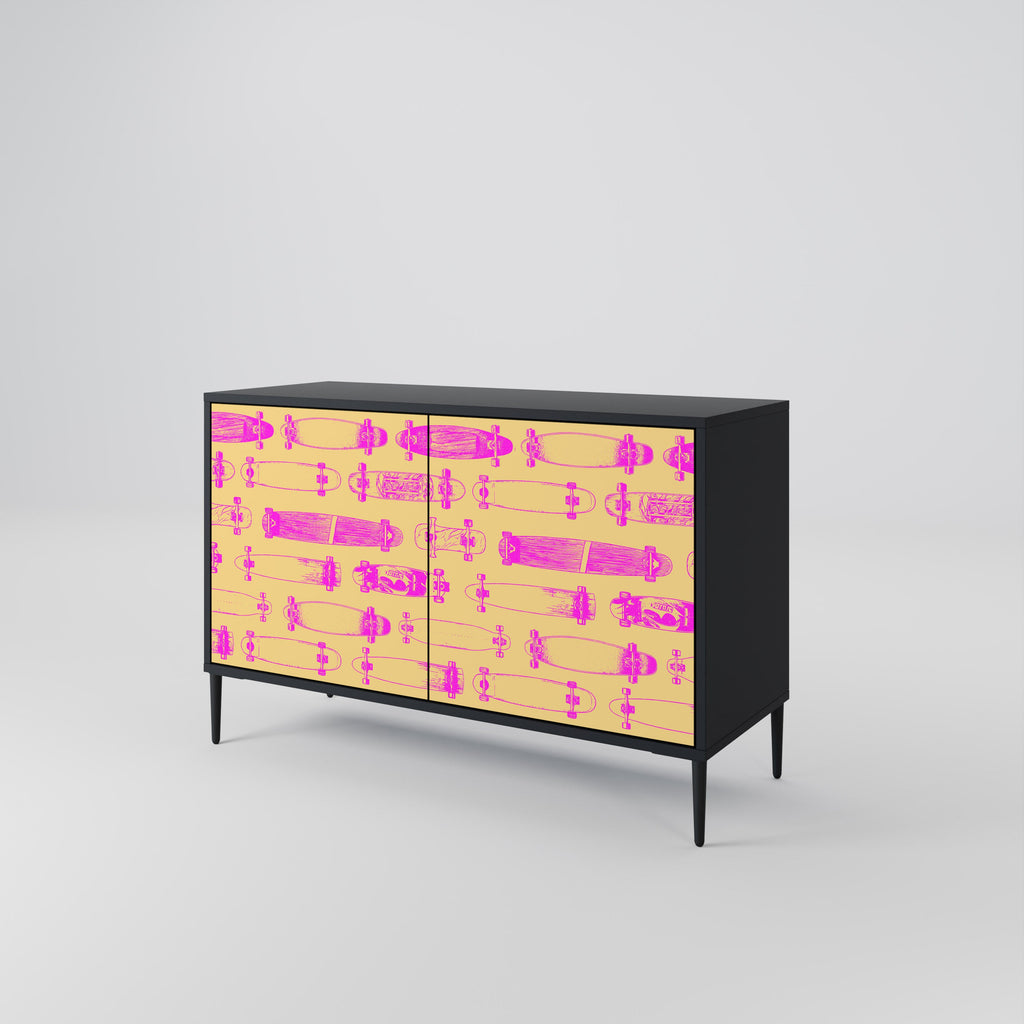 SKATEBOARD ARTISTRY Sideboard mit 2 Türen in Schwarz