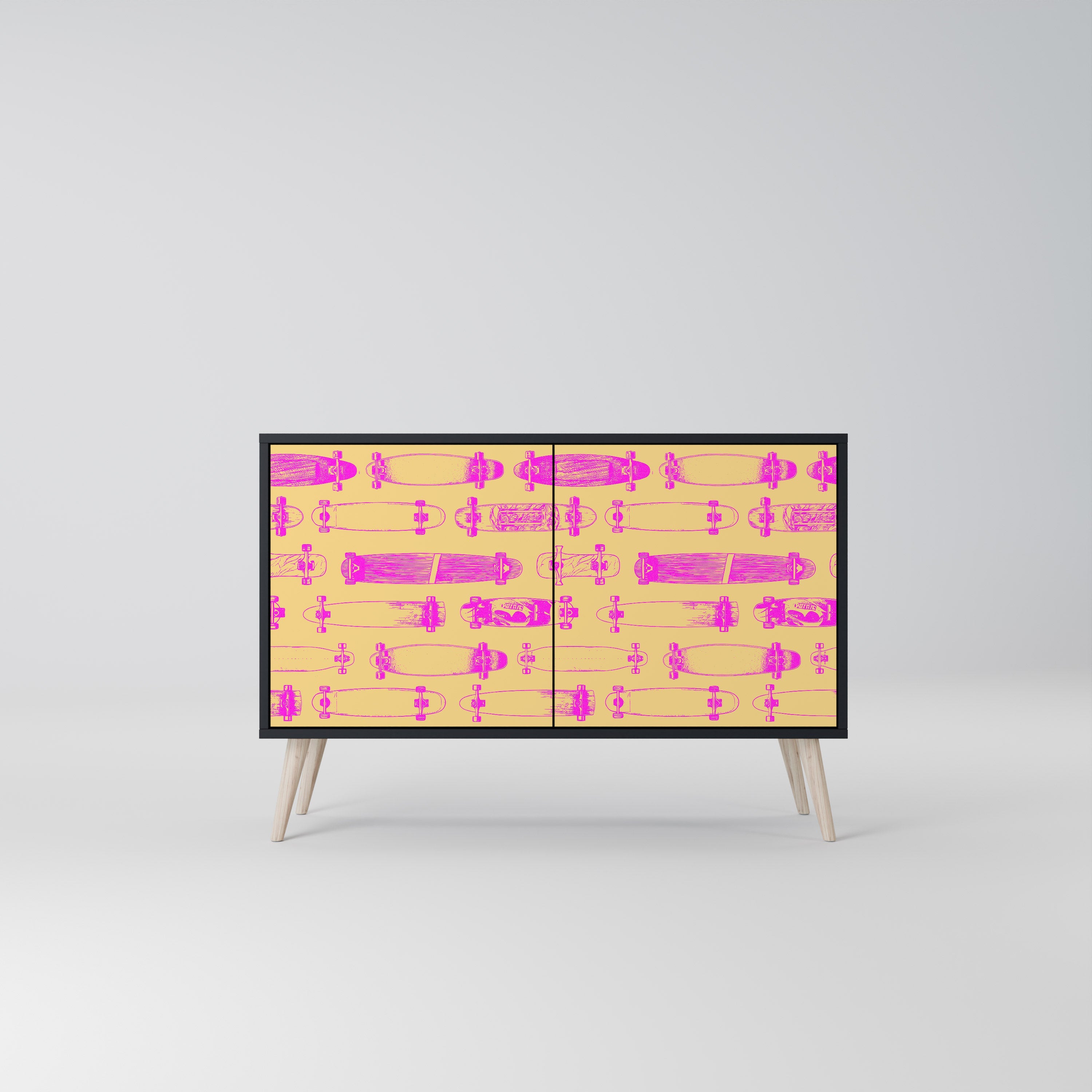 SKATEBOARD ARTISTRY Sideboard mit 2 Türen in Schwarz