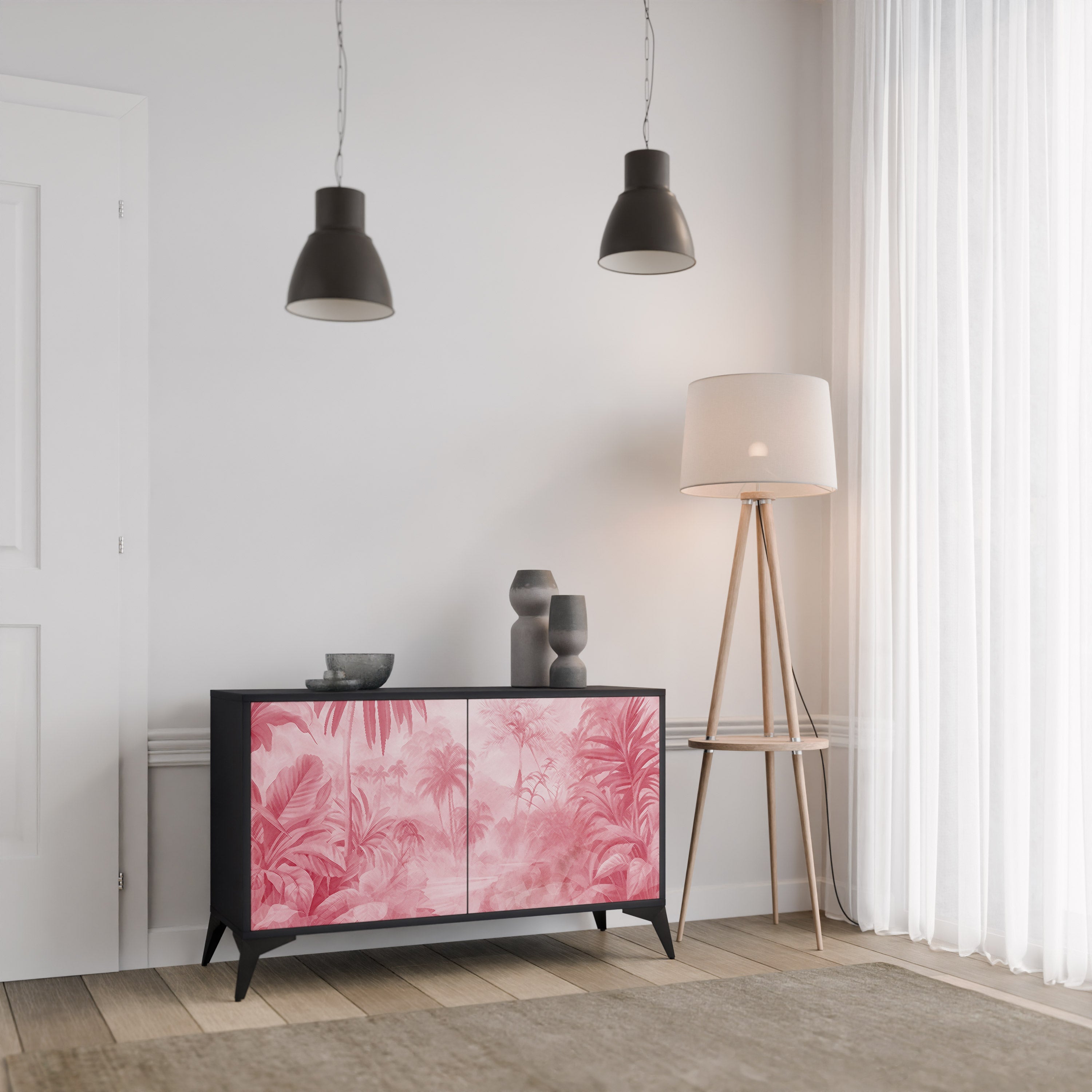 SWEET TROPICS Sideboard mit 2 Türen in Schwarz