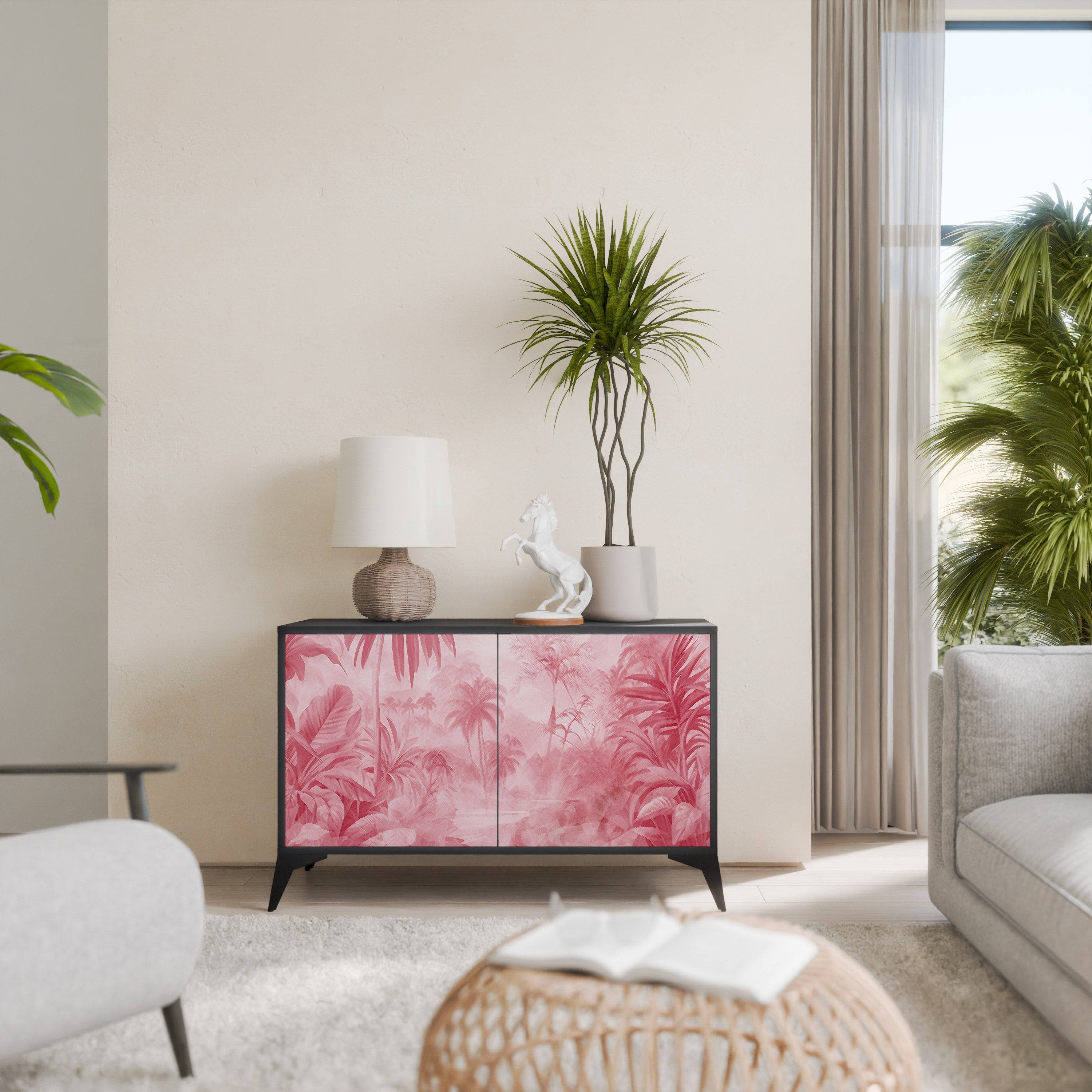 SWEET TROPICS Sideboard mit 2 Türen in Schwarz