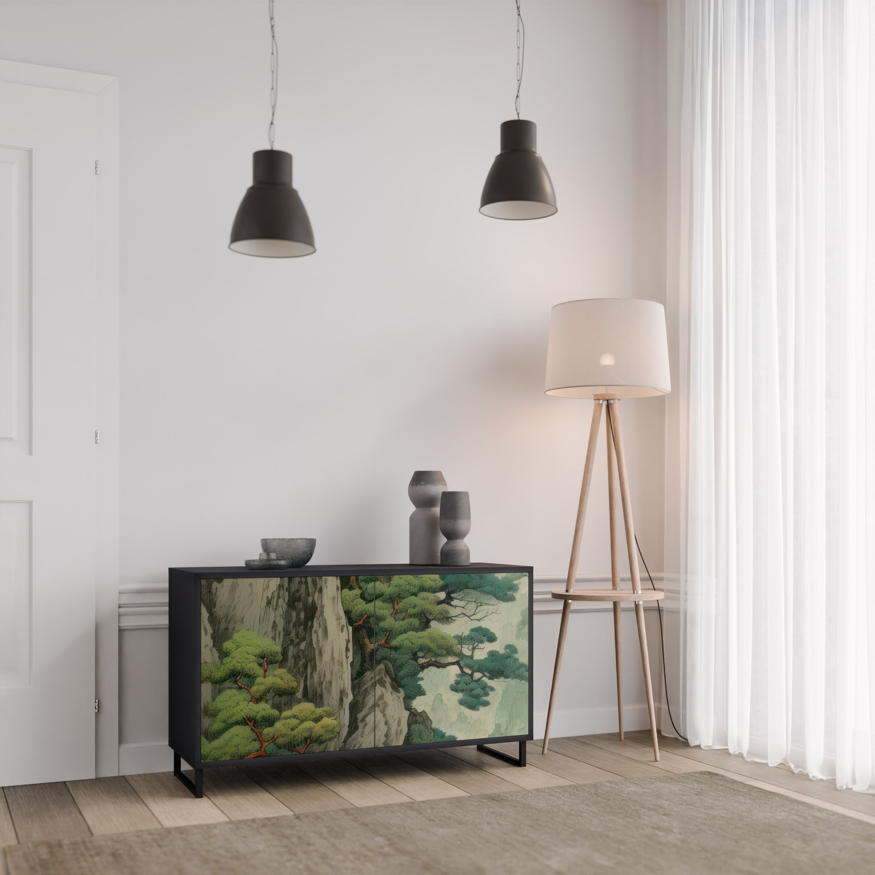 VERDURE ABYSS Sideboard mit 2 Türen in Schwarz