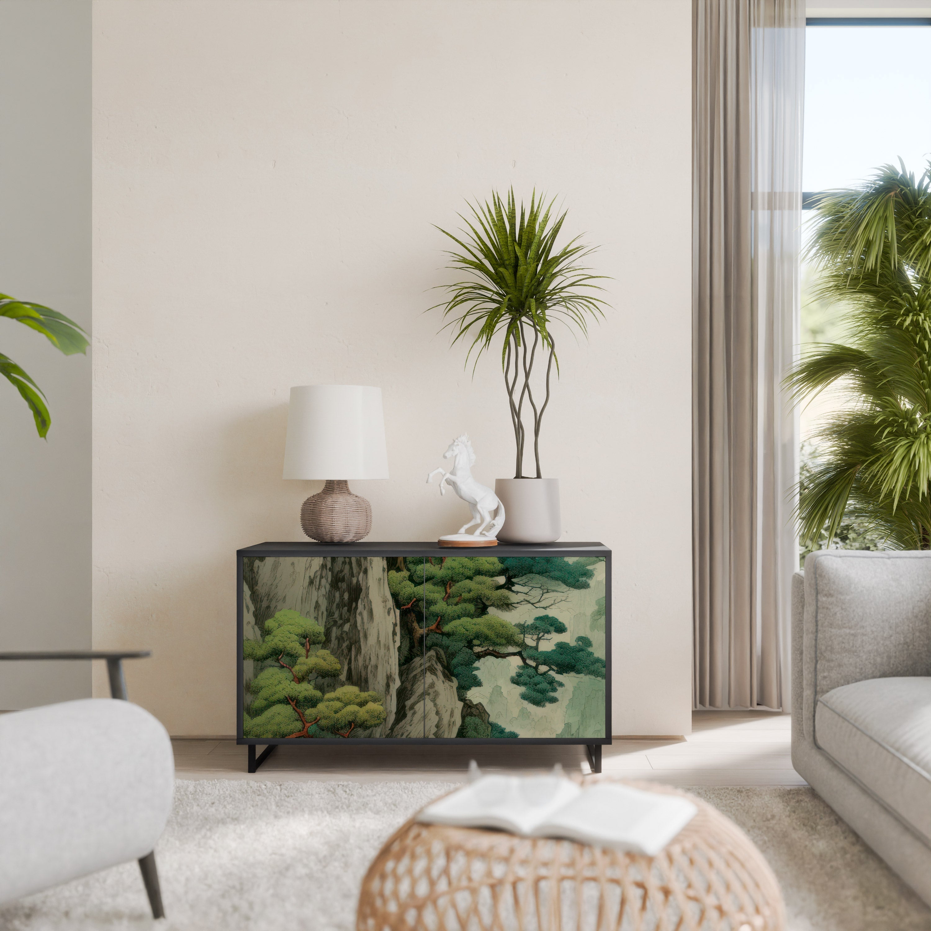 VERDURE ABYSS Sideboard mit 2 Türen in Schwarz