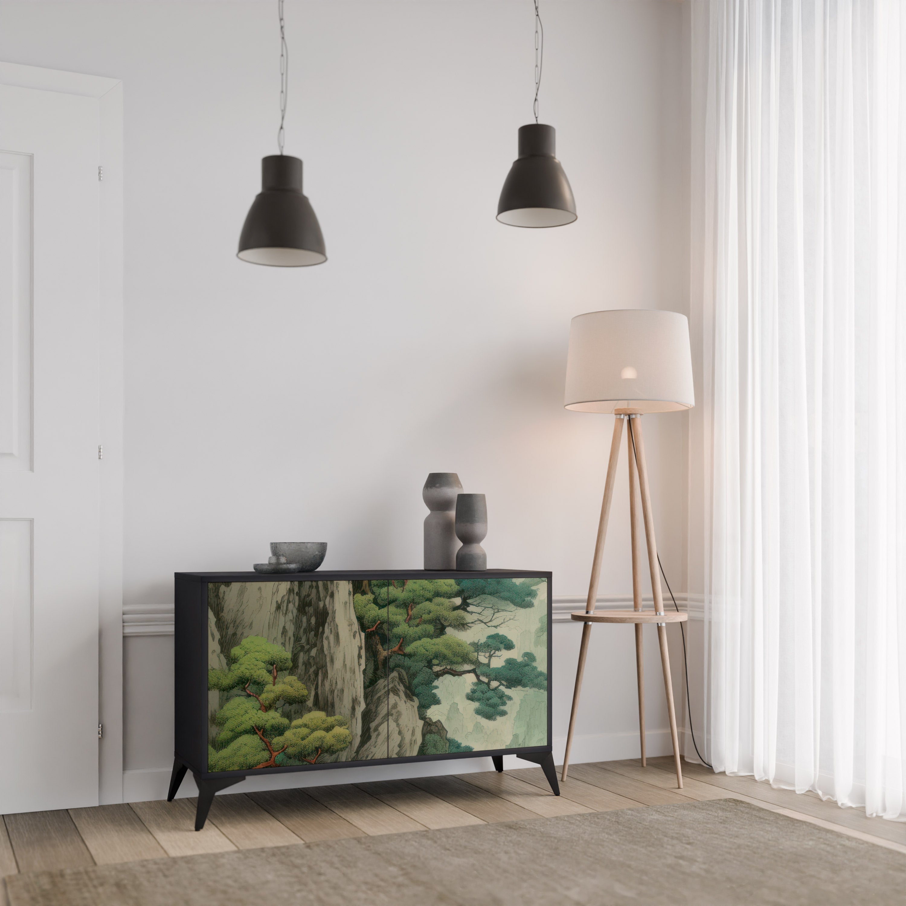 VERDURE ABYSS Sideboard mit 2 Türen in Schwarz