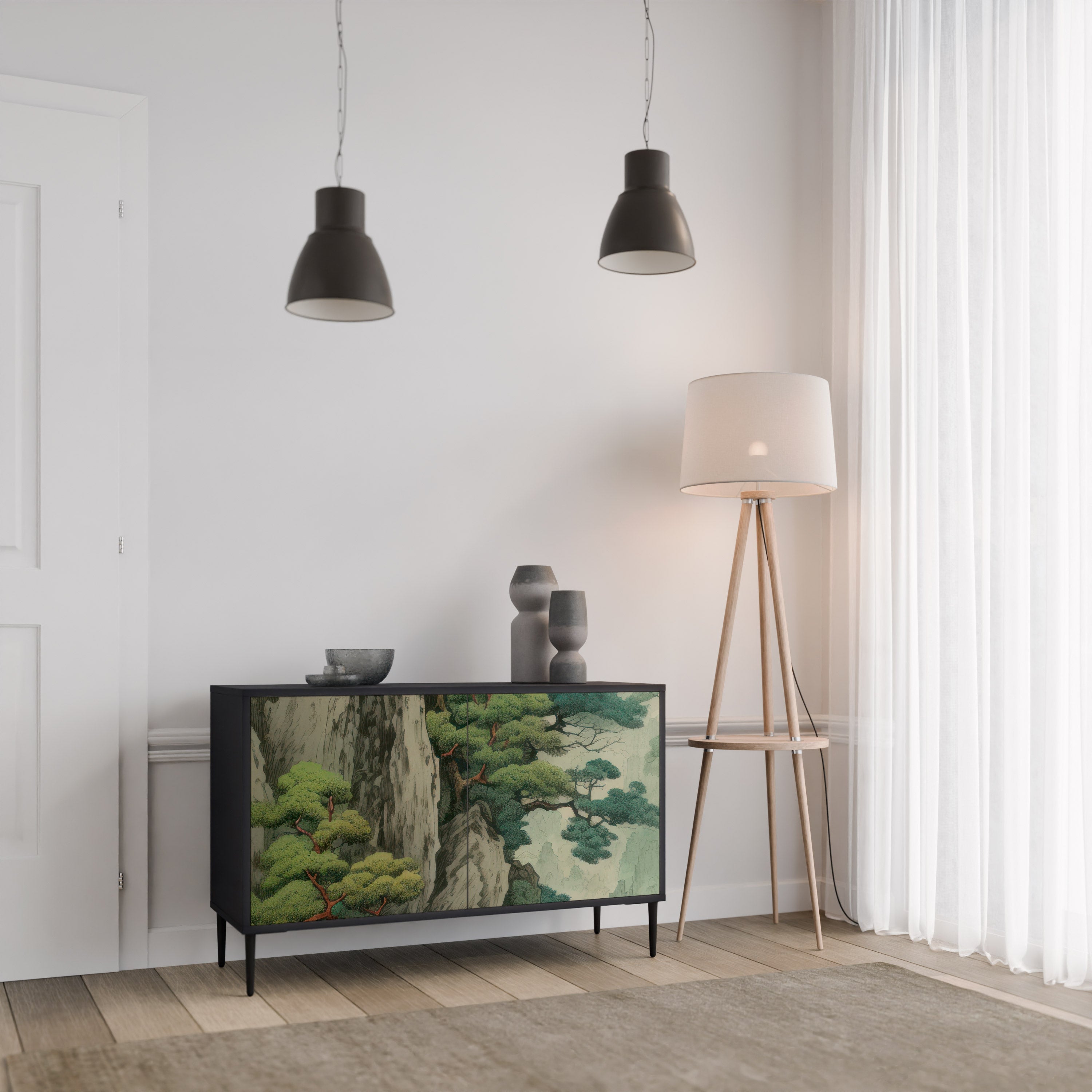 VERDURE ABYSS Sideboard mit 2 Türen in Schwarz