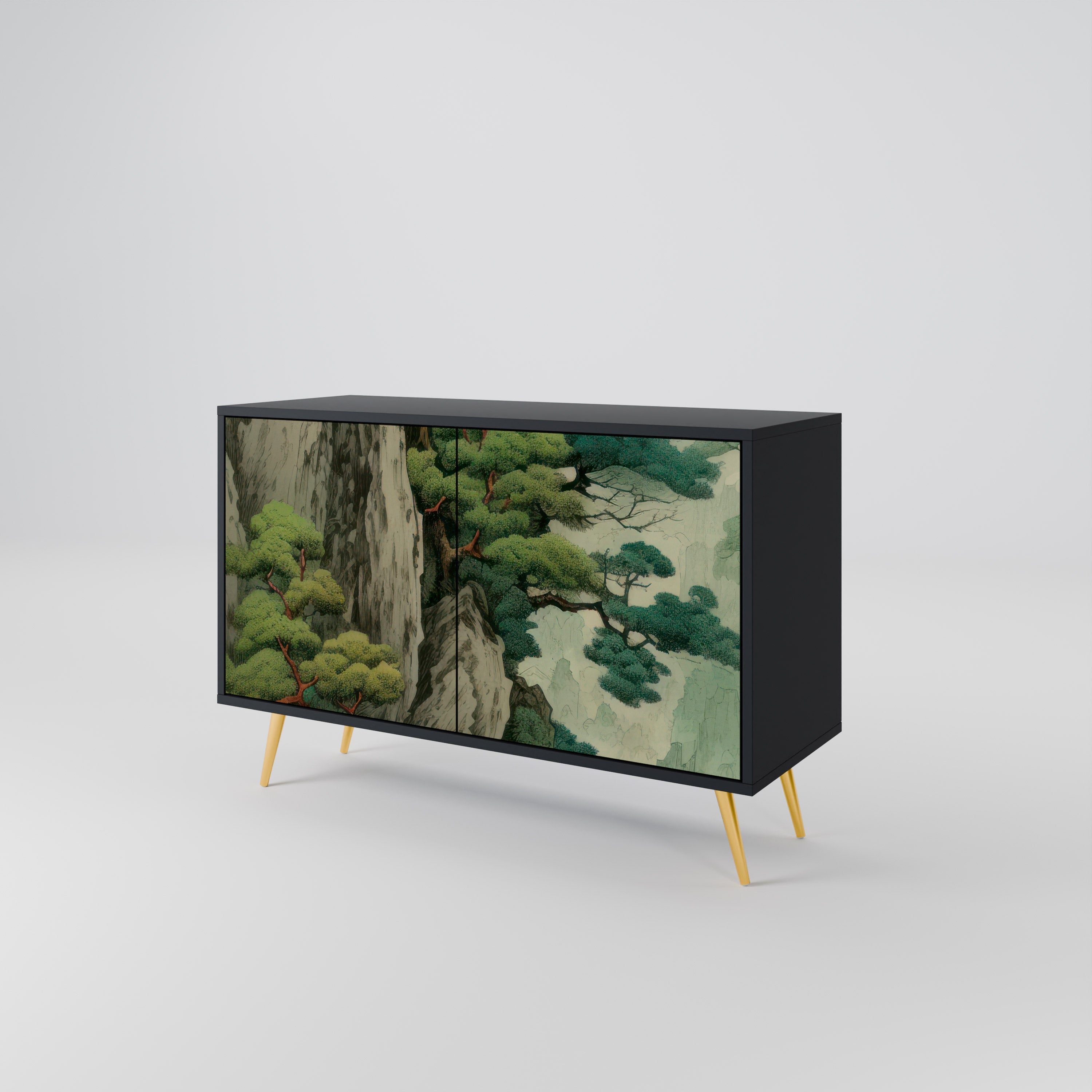 VERDURE ABYSS Sideboard mit 2 Türen in Schwarz