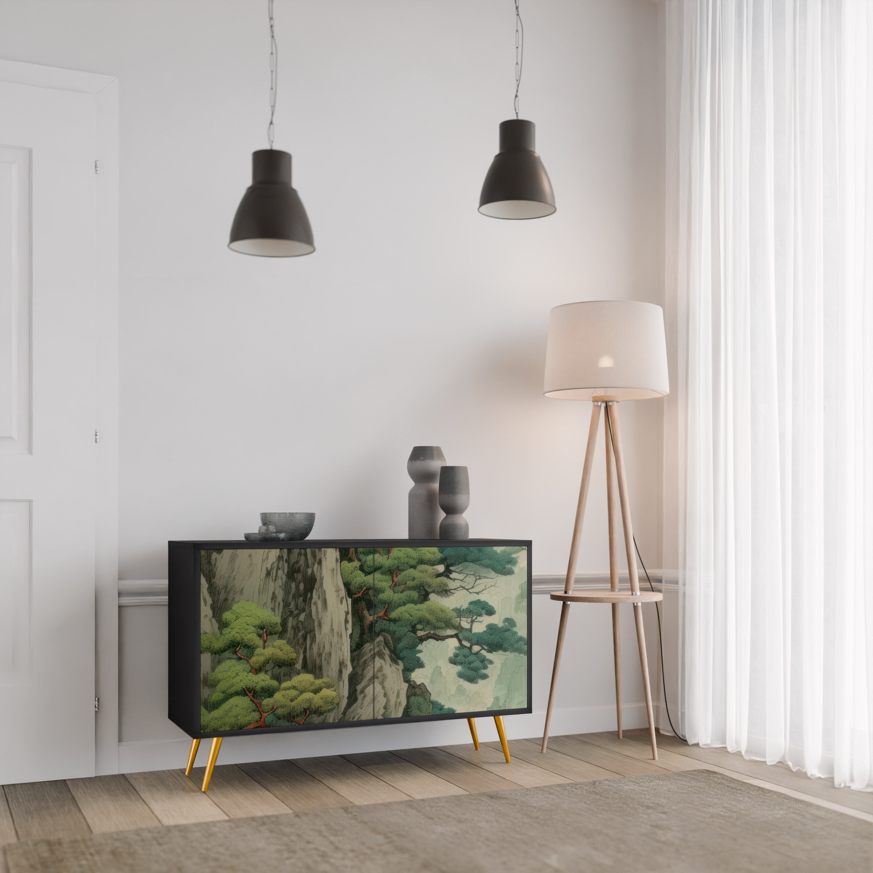 VERDURE ABYSS Sideboard mit 2 Türen in Schwarz