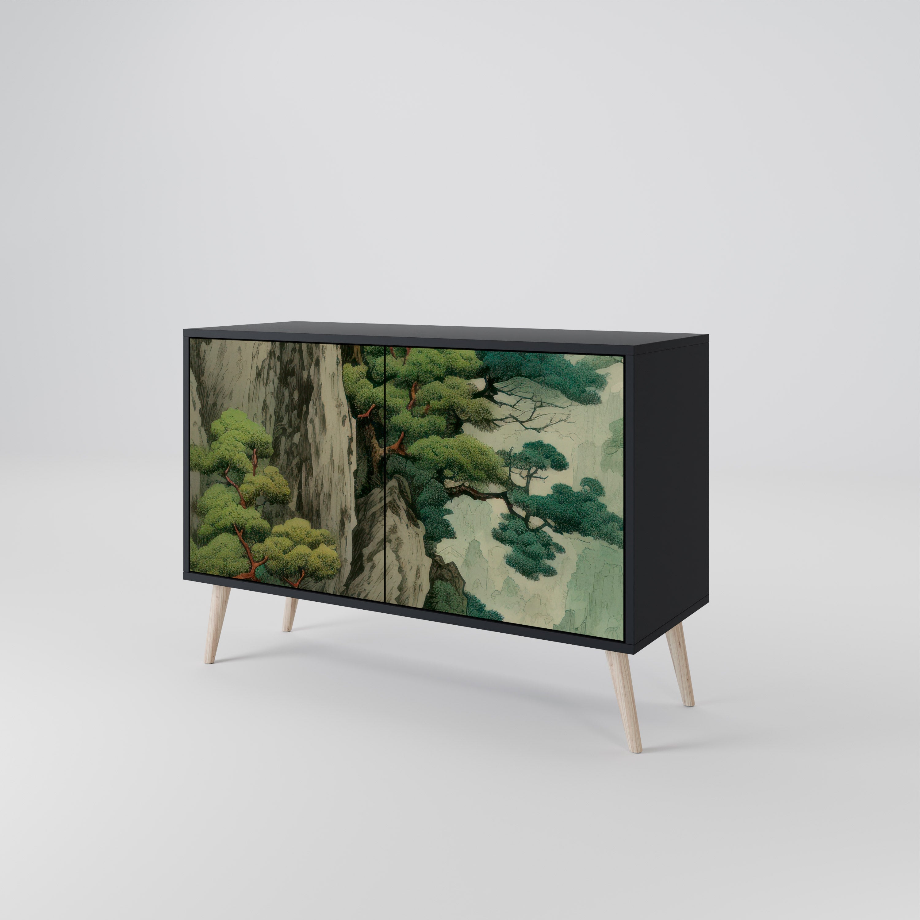 VERDURE ABYSS Sideboard mit 2 Türen in Schwarz