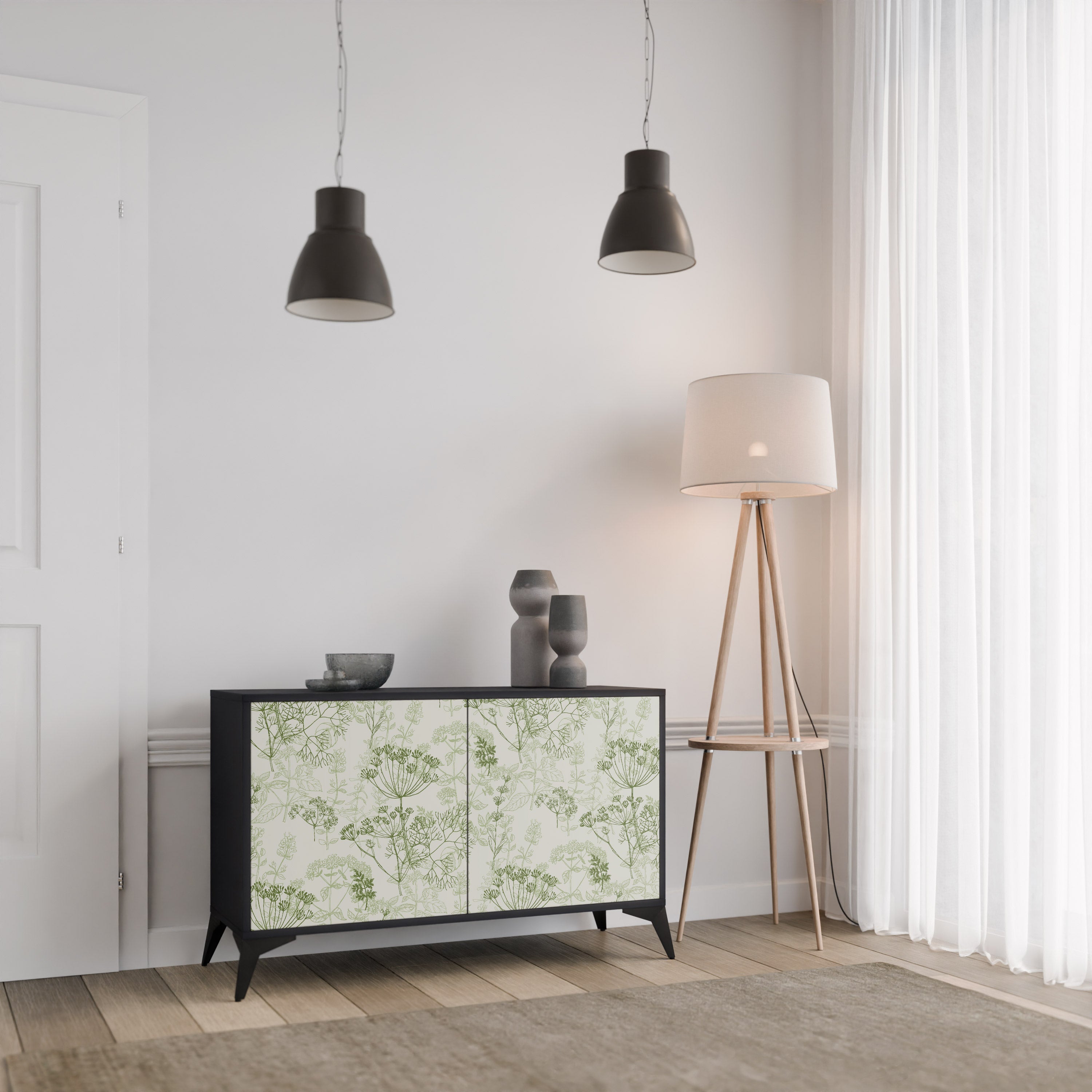 FENNEL BALDACHIN Sideboard mit 2 Türen in Schwarz