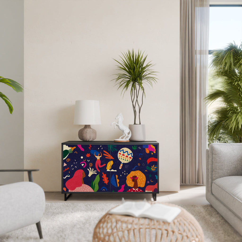 FESTIVE PLEASURES Sideboard mit 2 Türen in Schwarz