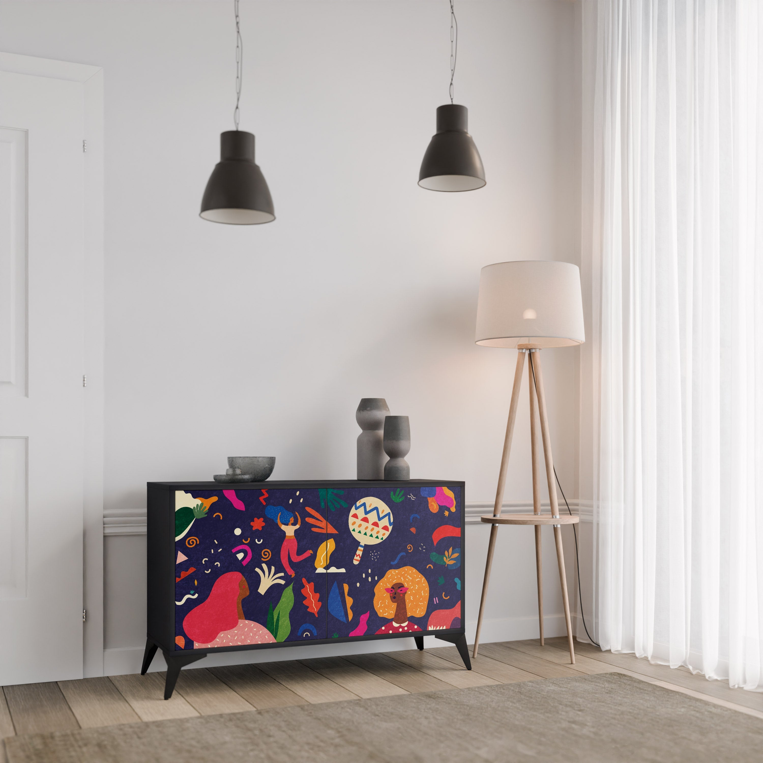FESTIVE PLEASURES Sideboard mit 2 Türen in Schwarz