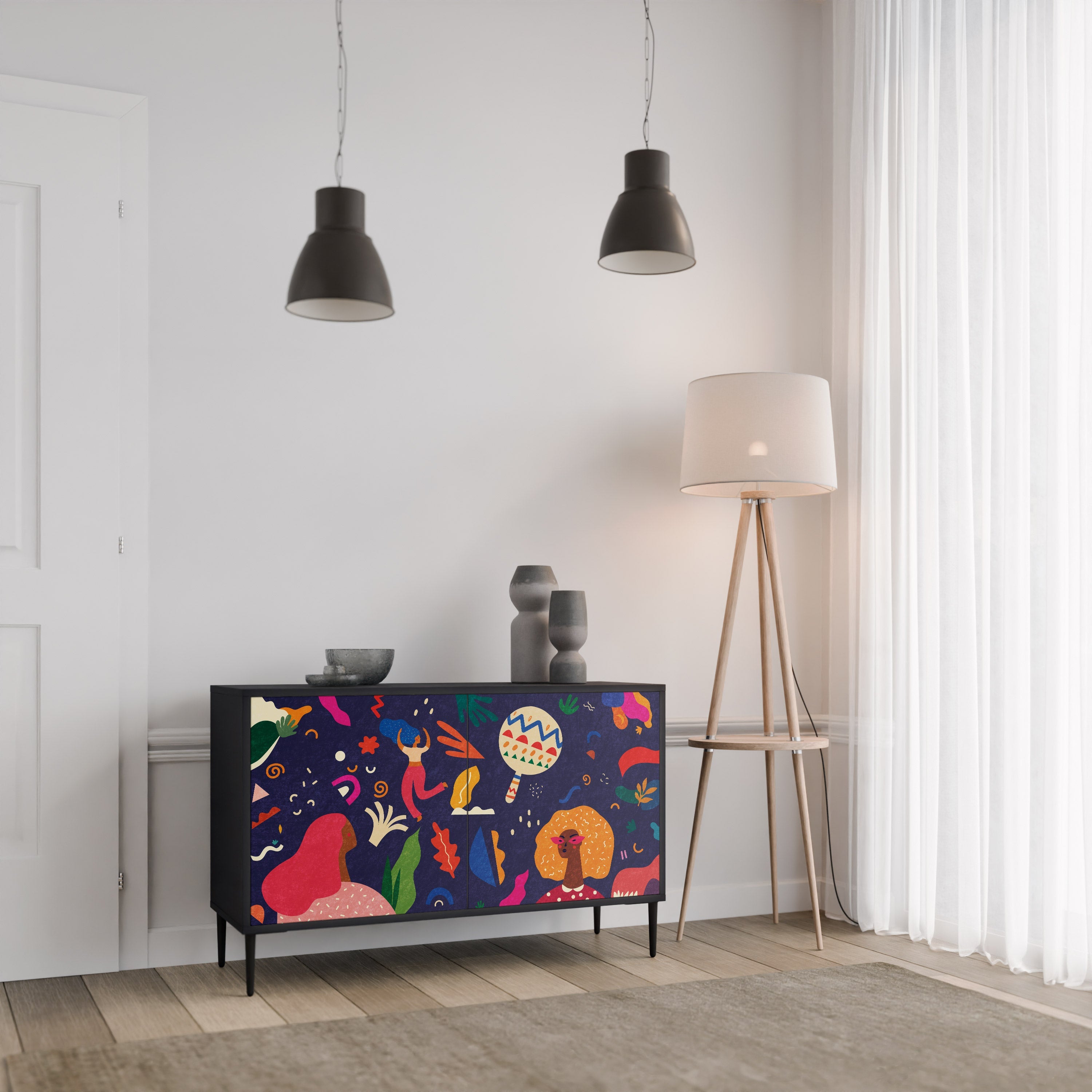 FESTIVE PLEASURES Sideboard mit 2 Türen in Schwarz