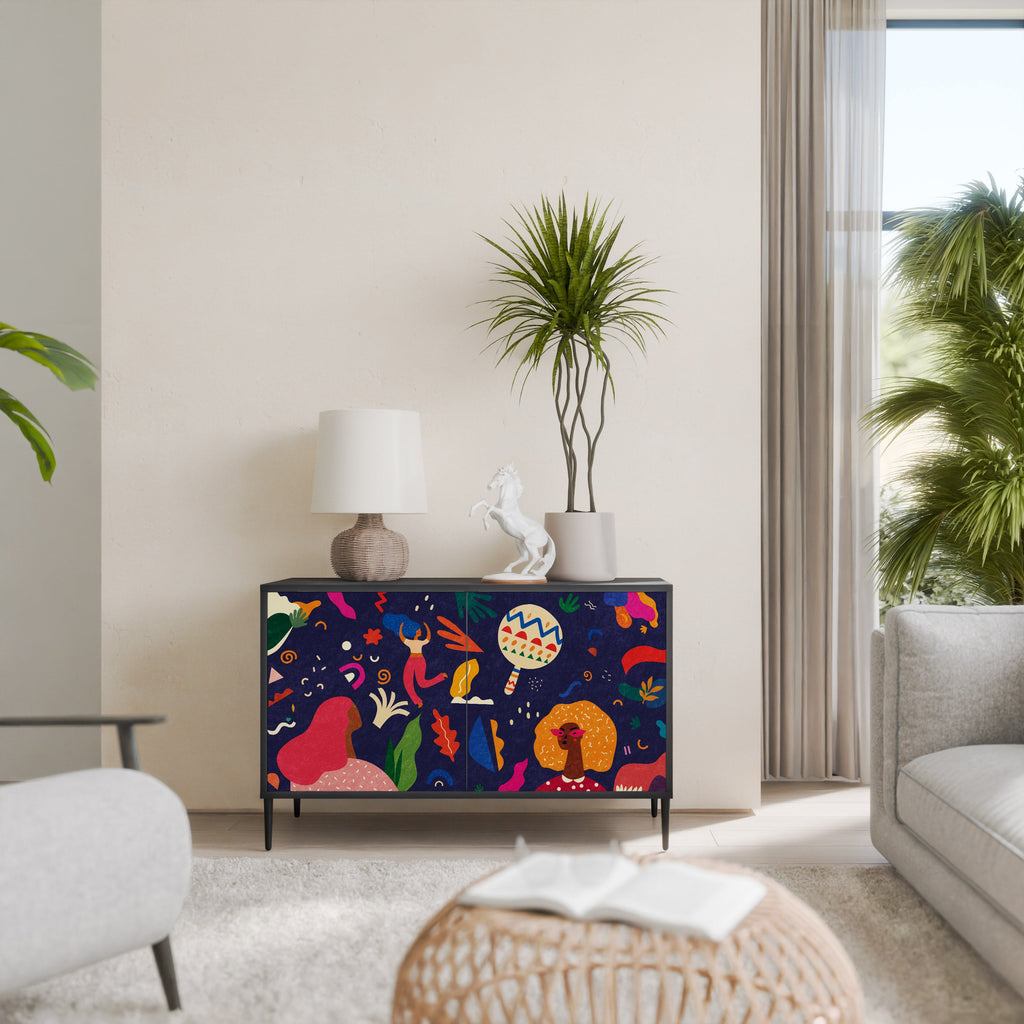 FESTIVE PLEASURES Sideboard mit 2 Türen in Schwarz