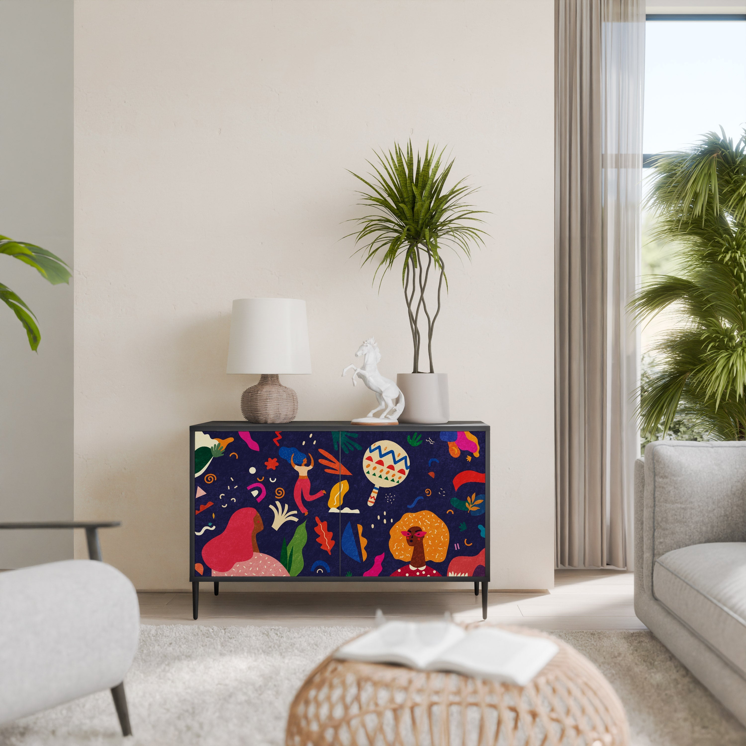 FESTIVE PLEASURES Sideboard mit 2 Türen in Schwarz