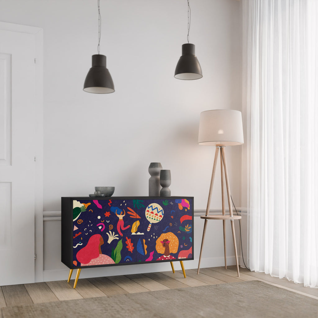FESTIVE PLEASURES Sideboard mit 2 Türen in Schwarz