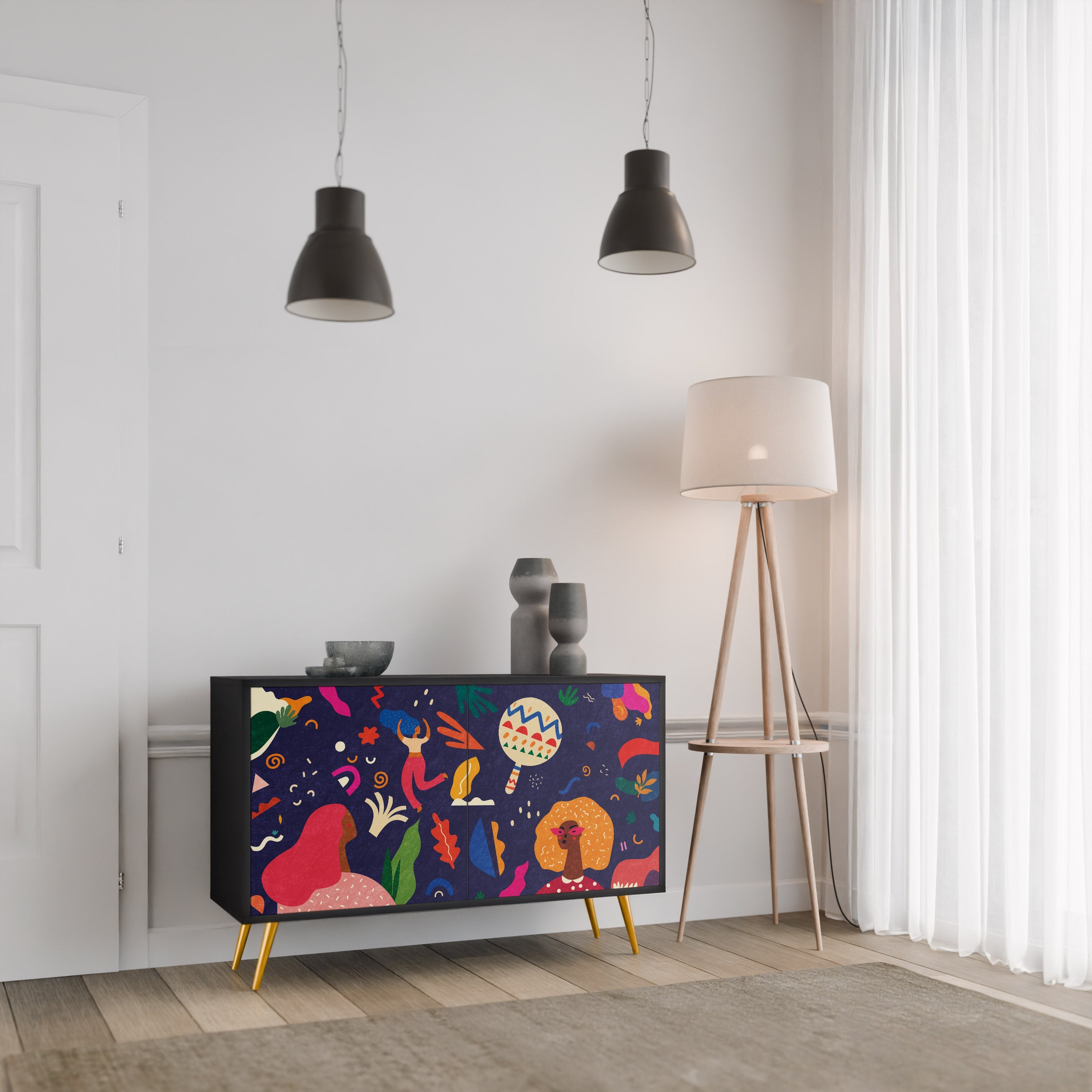 FESTIVE PLEASURES Sideboard mit 2 Türen in Schwarz