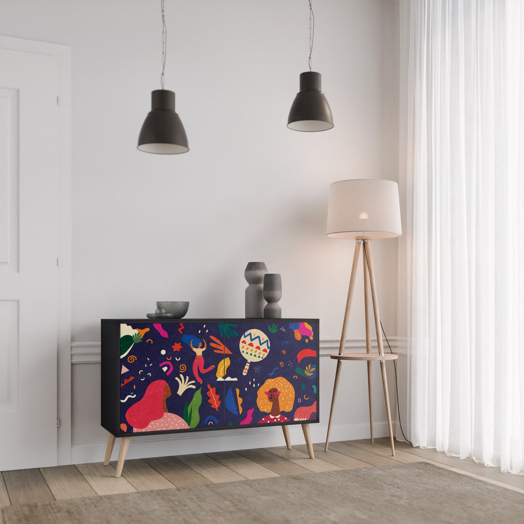 FESTIVE PLEASURES Sideboard mit 2 Türen in Schwarz