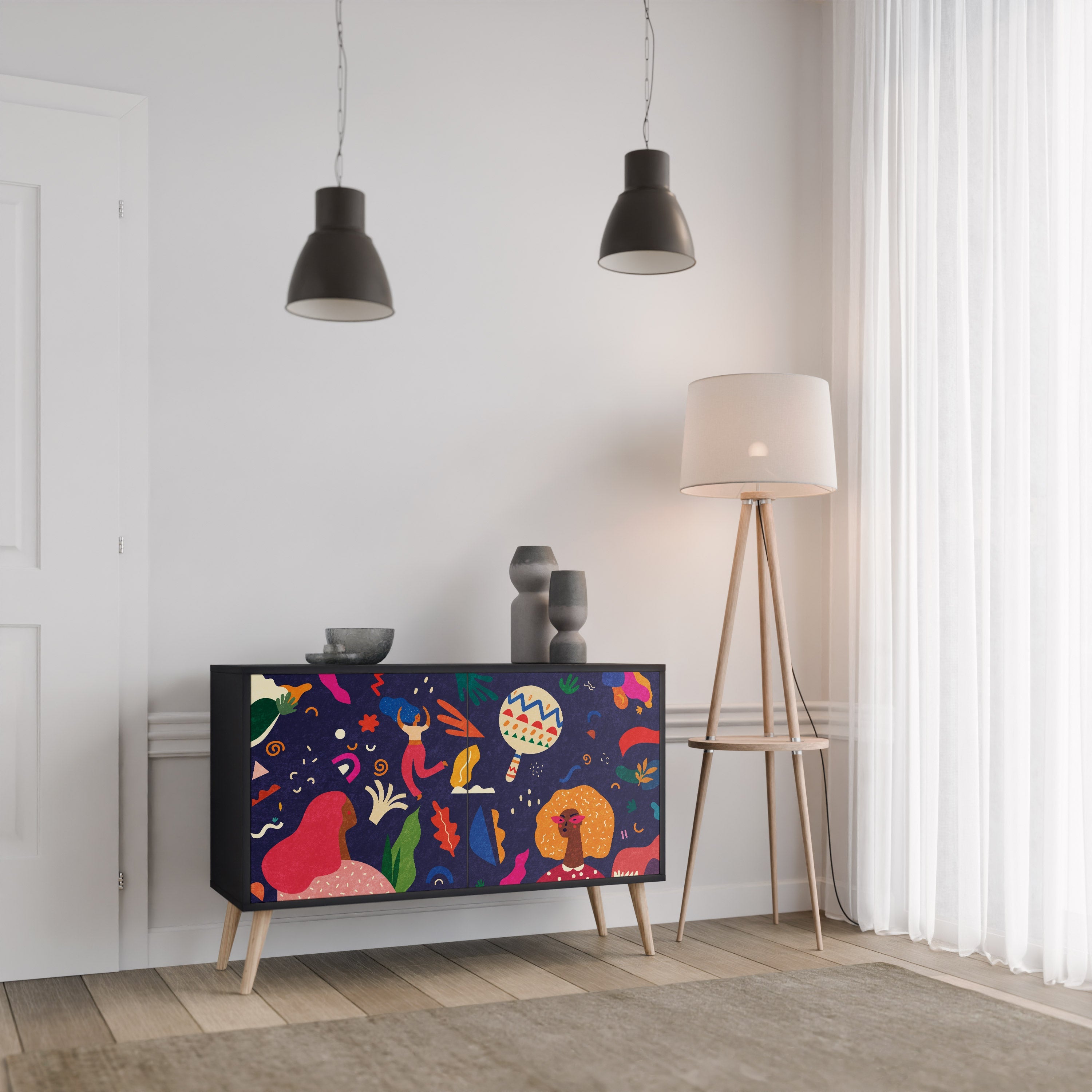 FESTIVE PLEASURES Sideboard mit 2 Türen in Schwarz