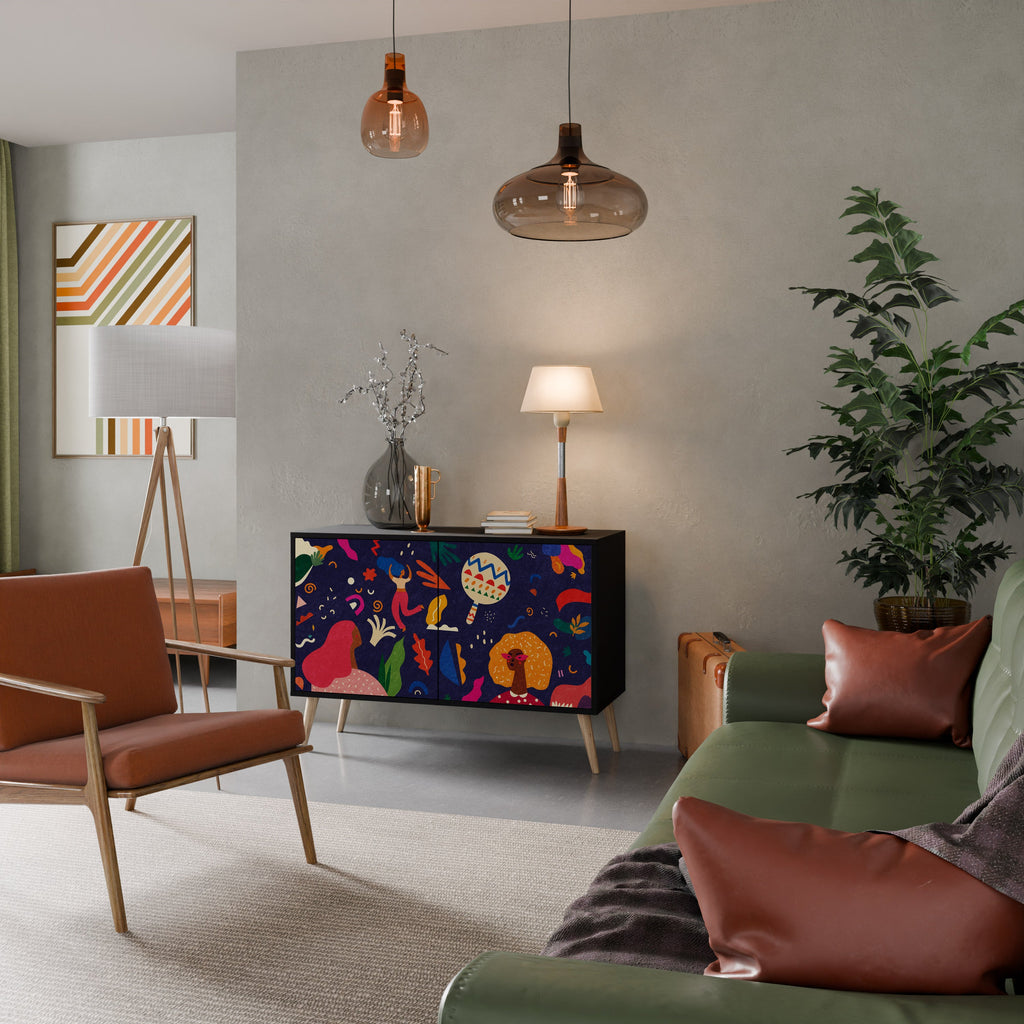 FESTIVE PLEASURES Sideboard mit 2 Türen in Schwarz