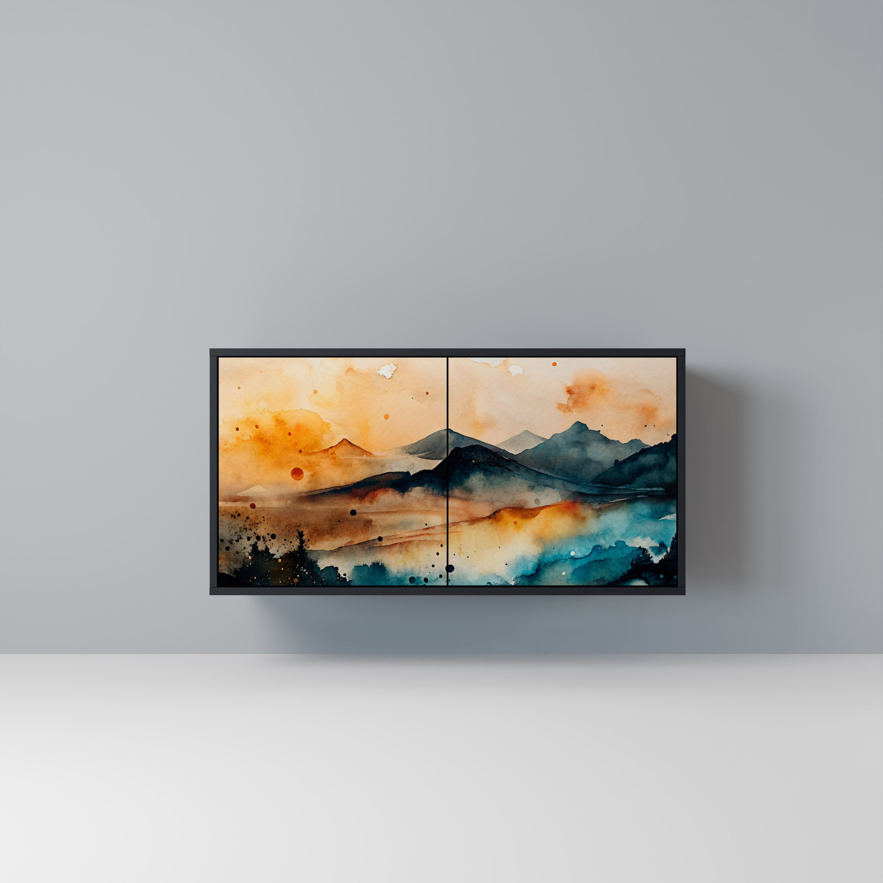 OMINOUS MOUNTAINS Sideboard mit 2 Türen in Schwarz