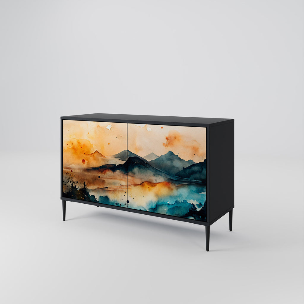 OMINOUS MOUNTAINS Sideboard mit 2 Türen in Schwarz