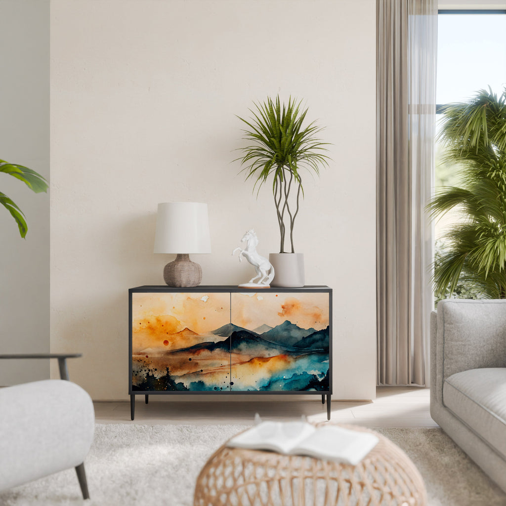 OMINOUS MOUNTAINS Sideboard mit 2 Türen in Schwarz