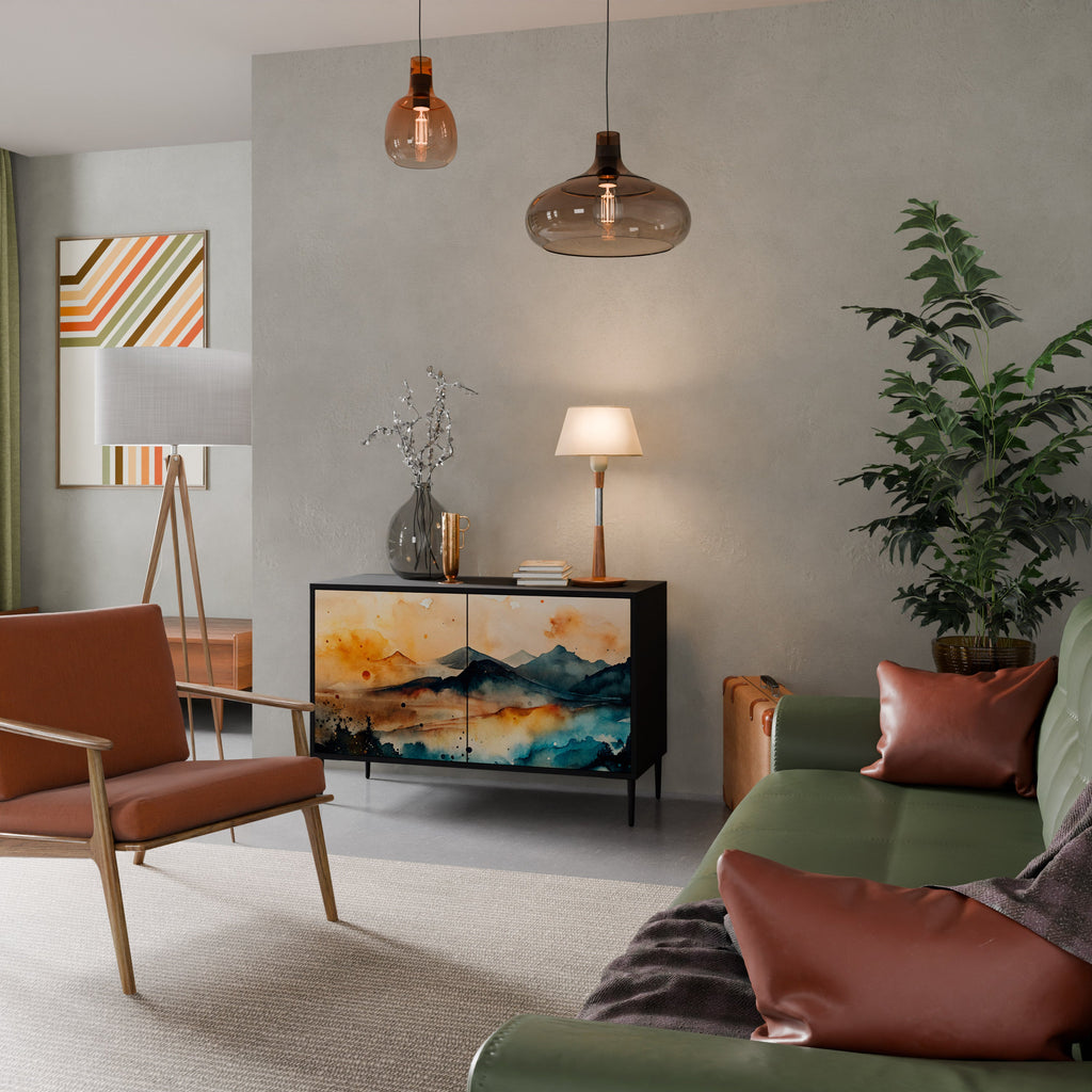 OMINOUS MOUNTAINS Sideboard mit 2 Türen in Schwarz