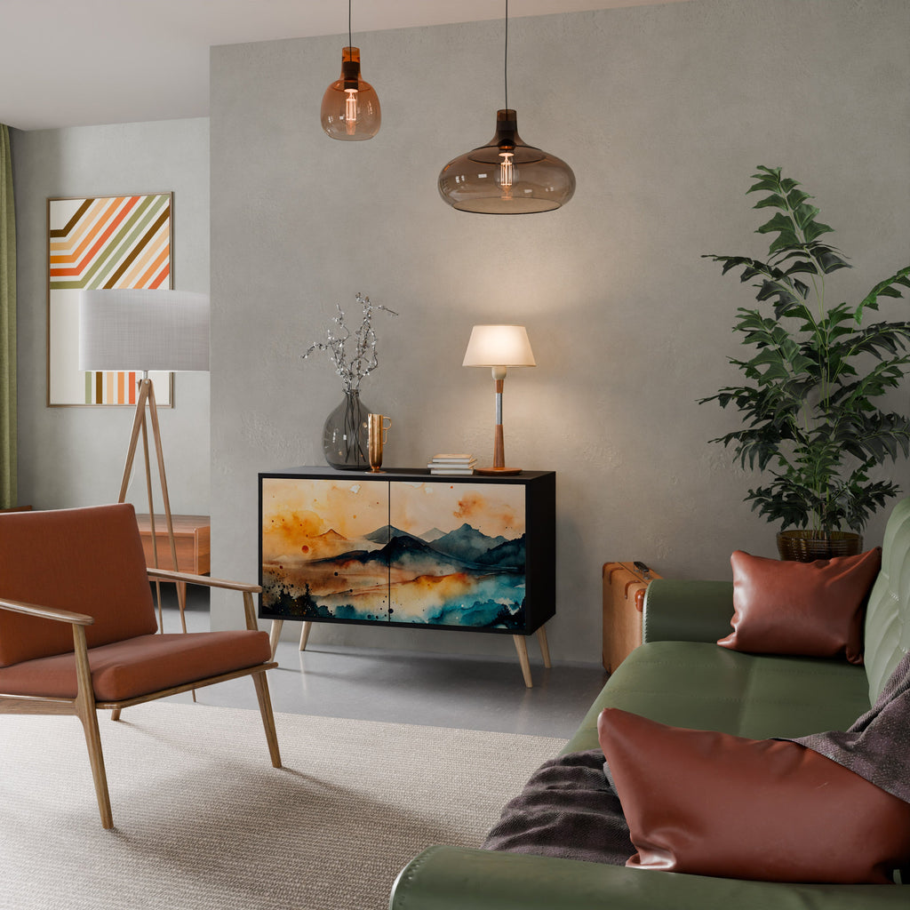 OMINOUS MOUNTAINS Sideboard mit 2 Türen in Schwarz