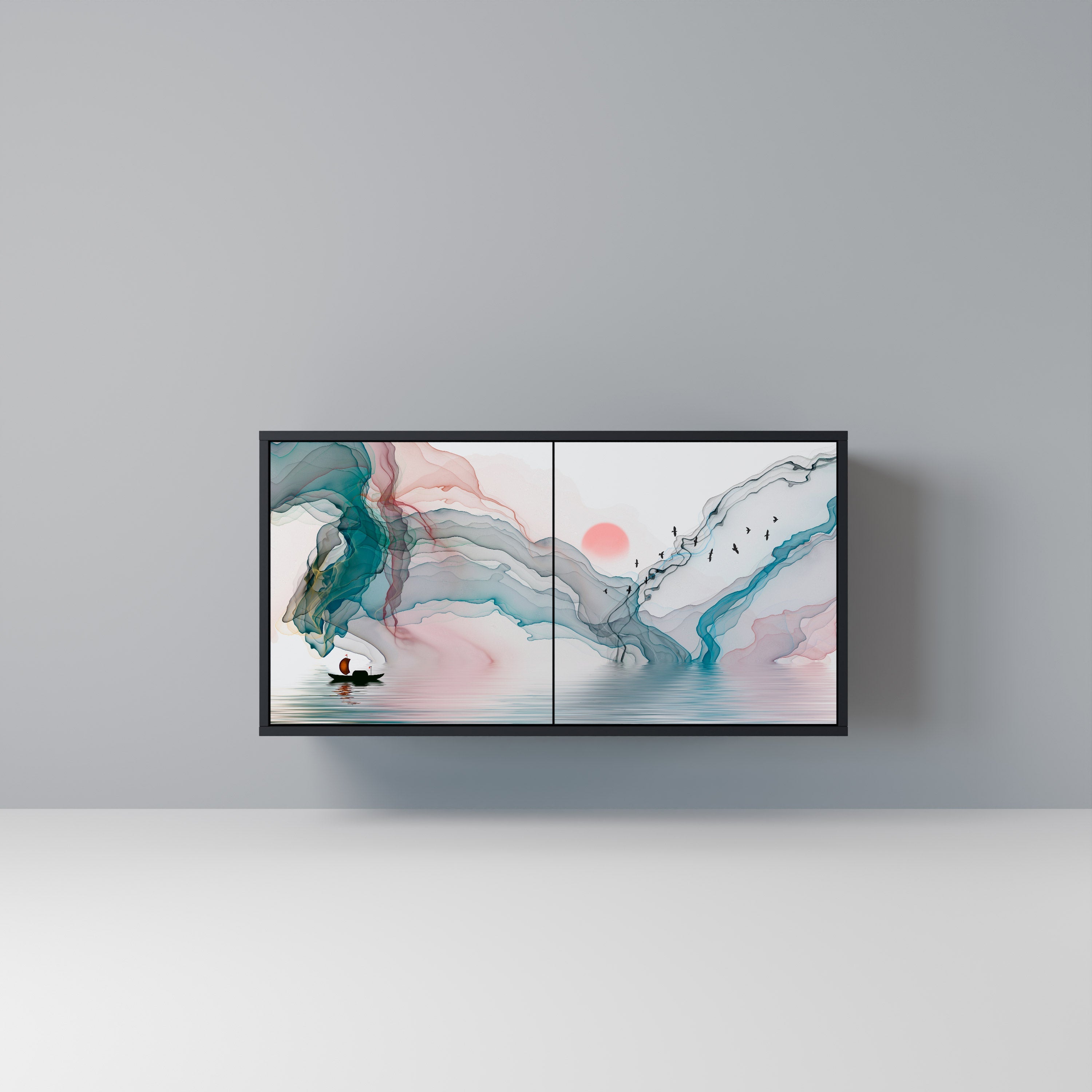 VELVET CROSSING Sideboard mit 2 Türen in Schwarz