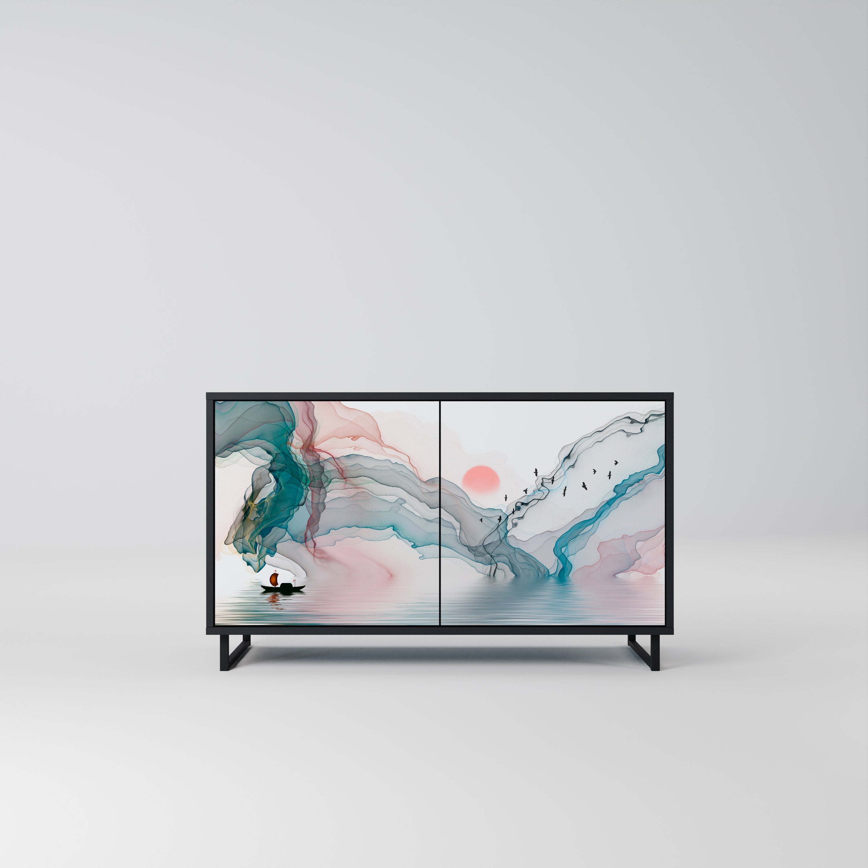 VELVET CROSSING Sideboard mit 2 Türen in Schwarz