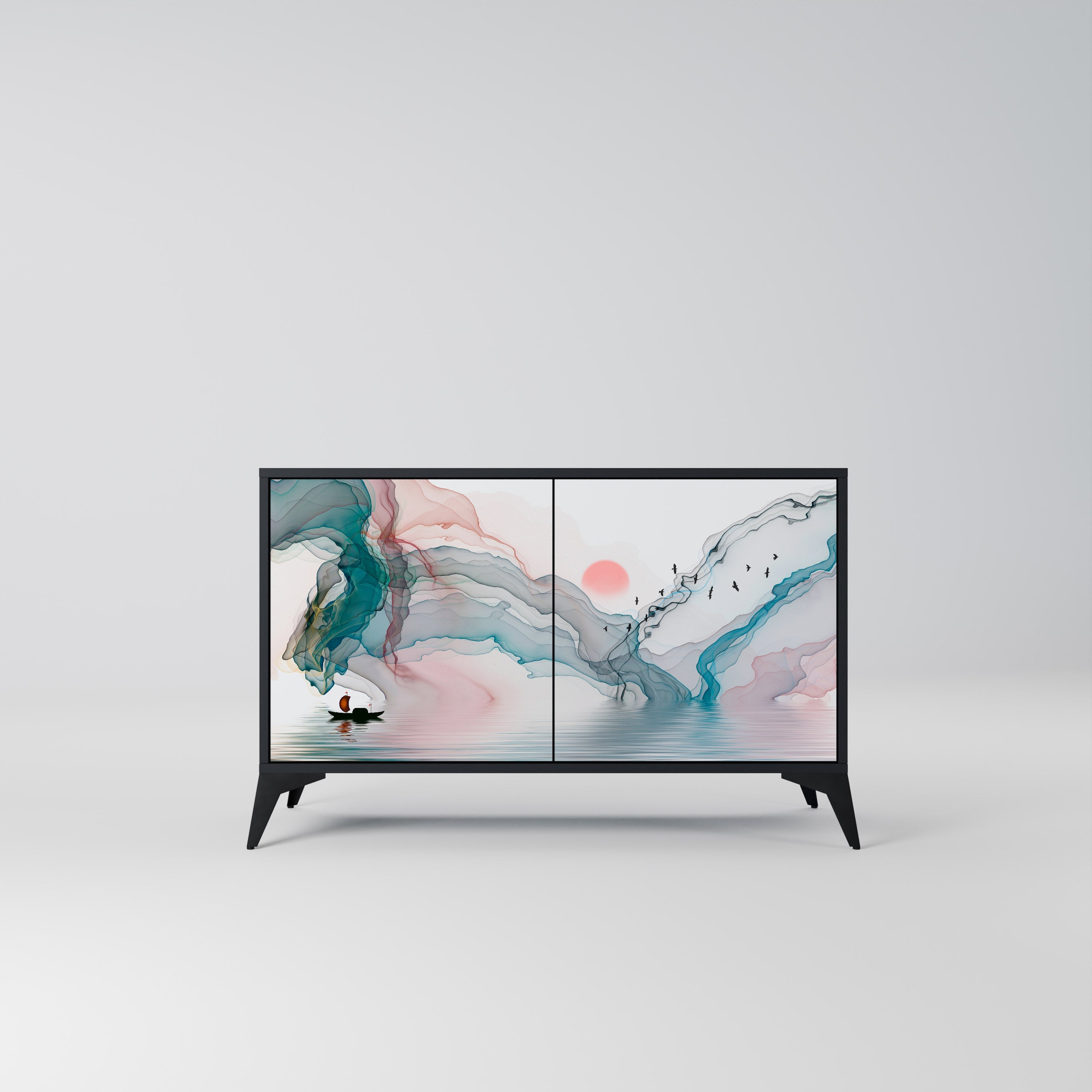 VELVET CROSSING Sideboard mit 2 Türen in Schwarz