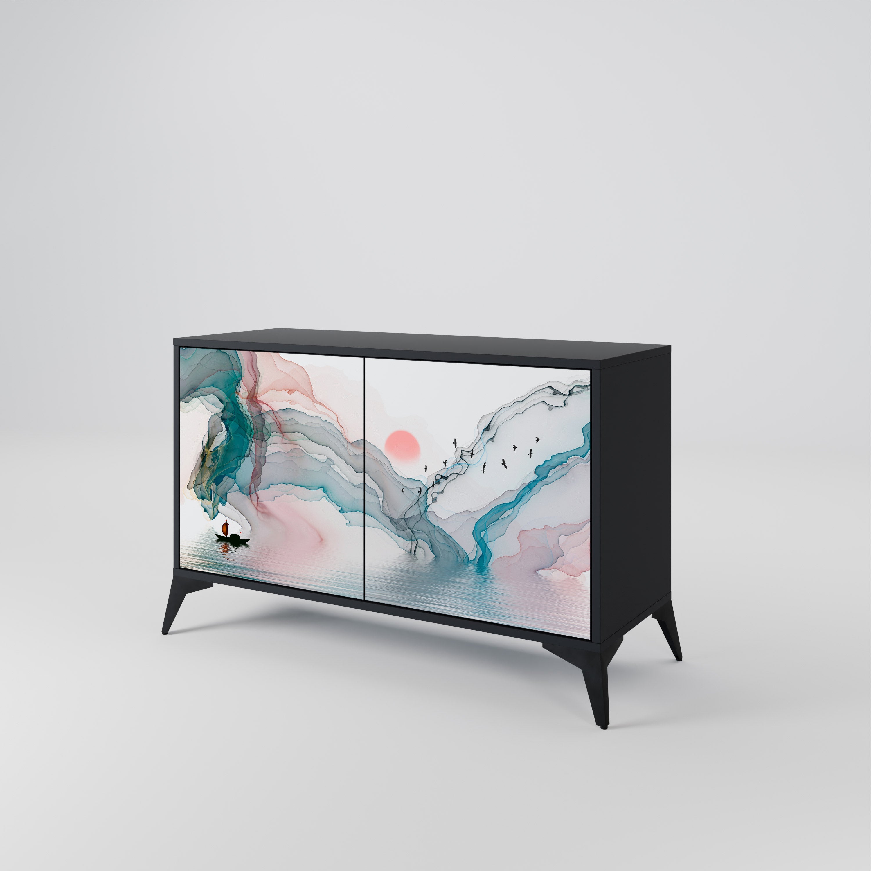 VELVET CROSSING Sideboard mit 2 Türen in Schwarz